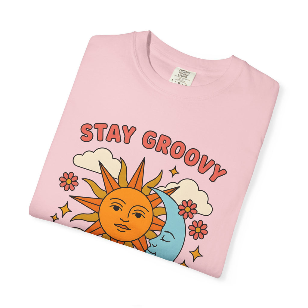 Sun Moon Print Shirt Boho Chic Stars Gift Women Funky Tee Lunar T-Shirt Bohemian Fan Groovy Tshirt Celestial Graphic Old School Bloom Tshirt