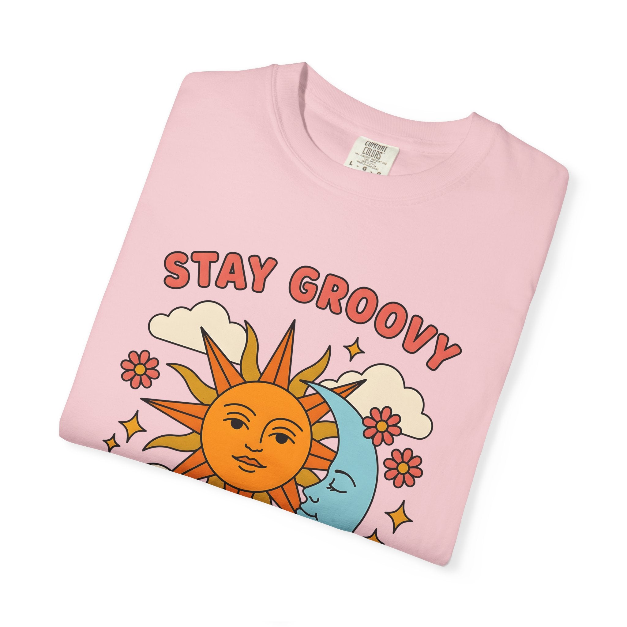 Sun Moon Print Shirt Boho Chic Stars Gift Women Funky Tee Lunar T-Shirt Bohemian Fan Groovy Tshirt Celestial Graphic Old School Bloom Tshirt