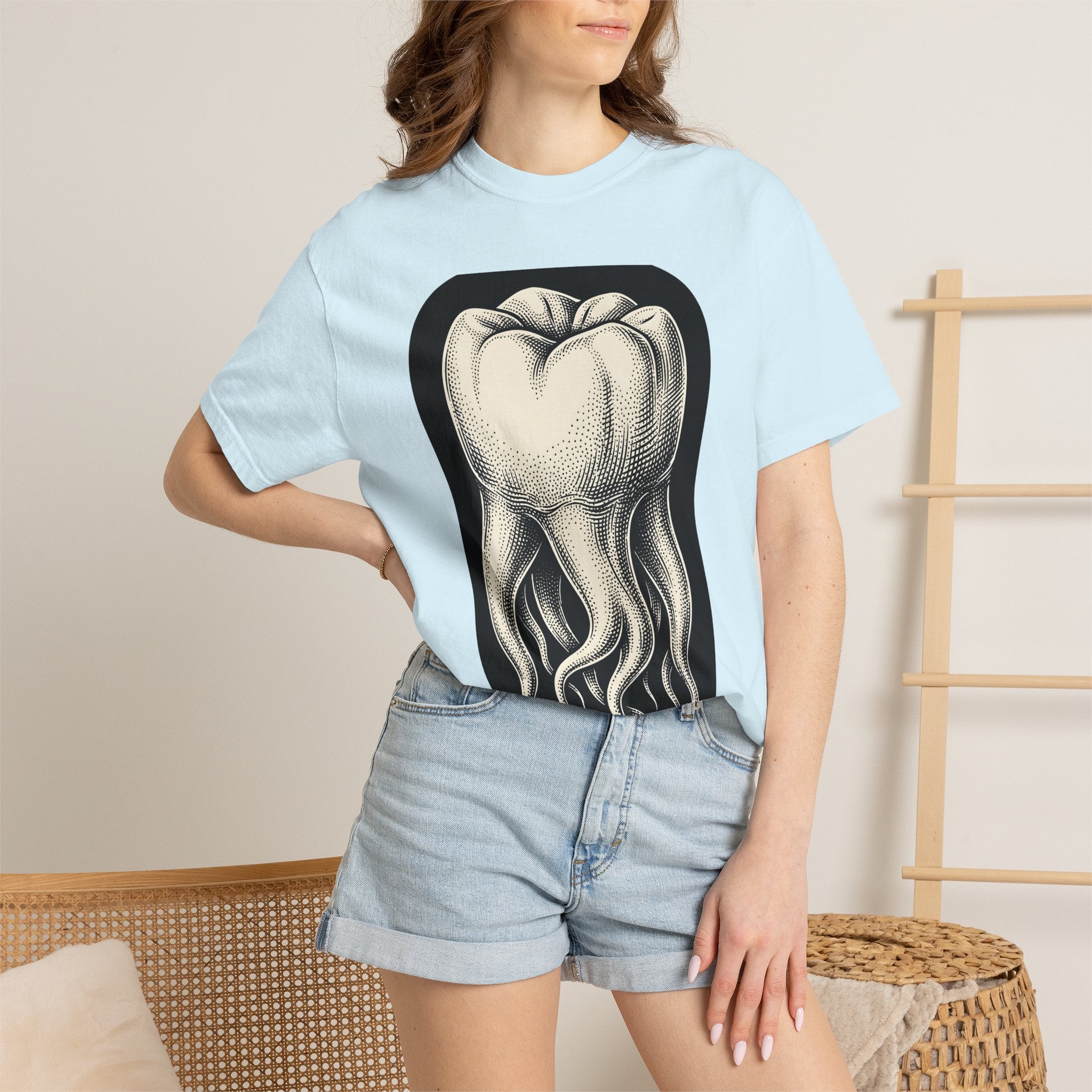 Tooth Octopus Shirt Dental Alternative Gift Women Line Art Tee Octopus T-Shirt Dentist Enthusiast Linework Tshirt Alternative Graphic