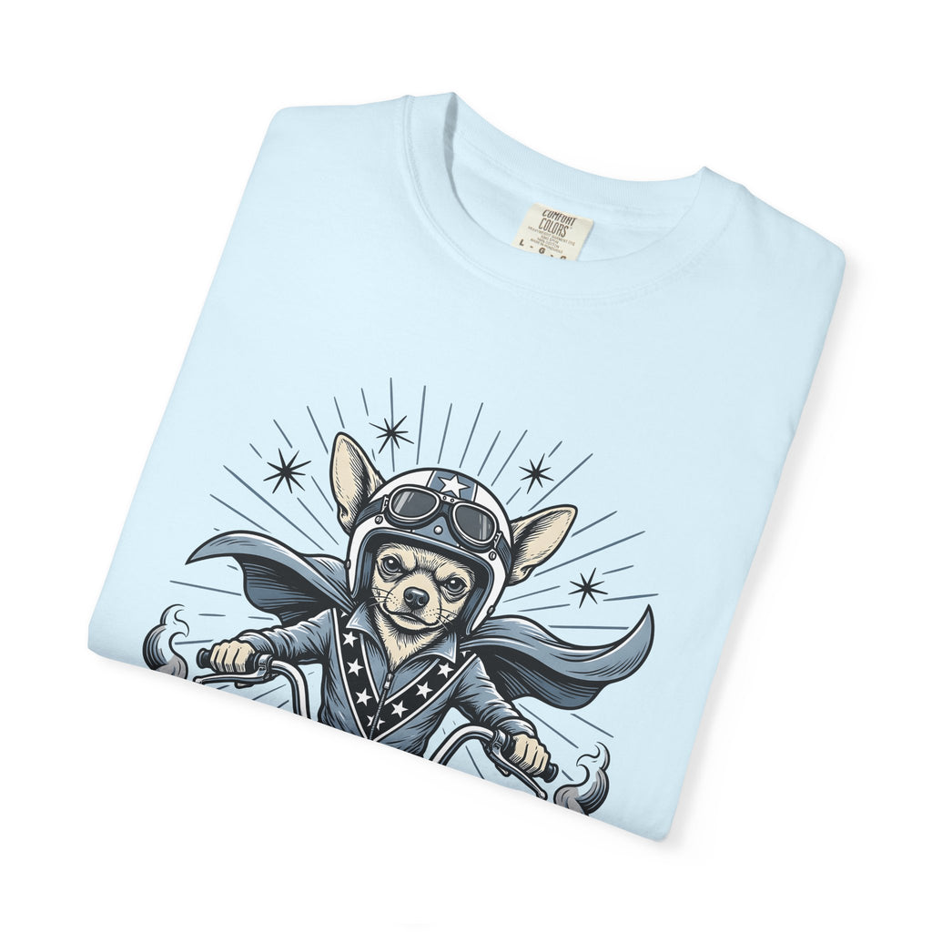 Chihuahua Biker Shirt Dog Motorbike Gift Women Traditional Tee Puppy T-Shirt Dog Fan Classic Tshirt Motorcycle Graphic Hand Drawn Chopper