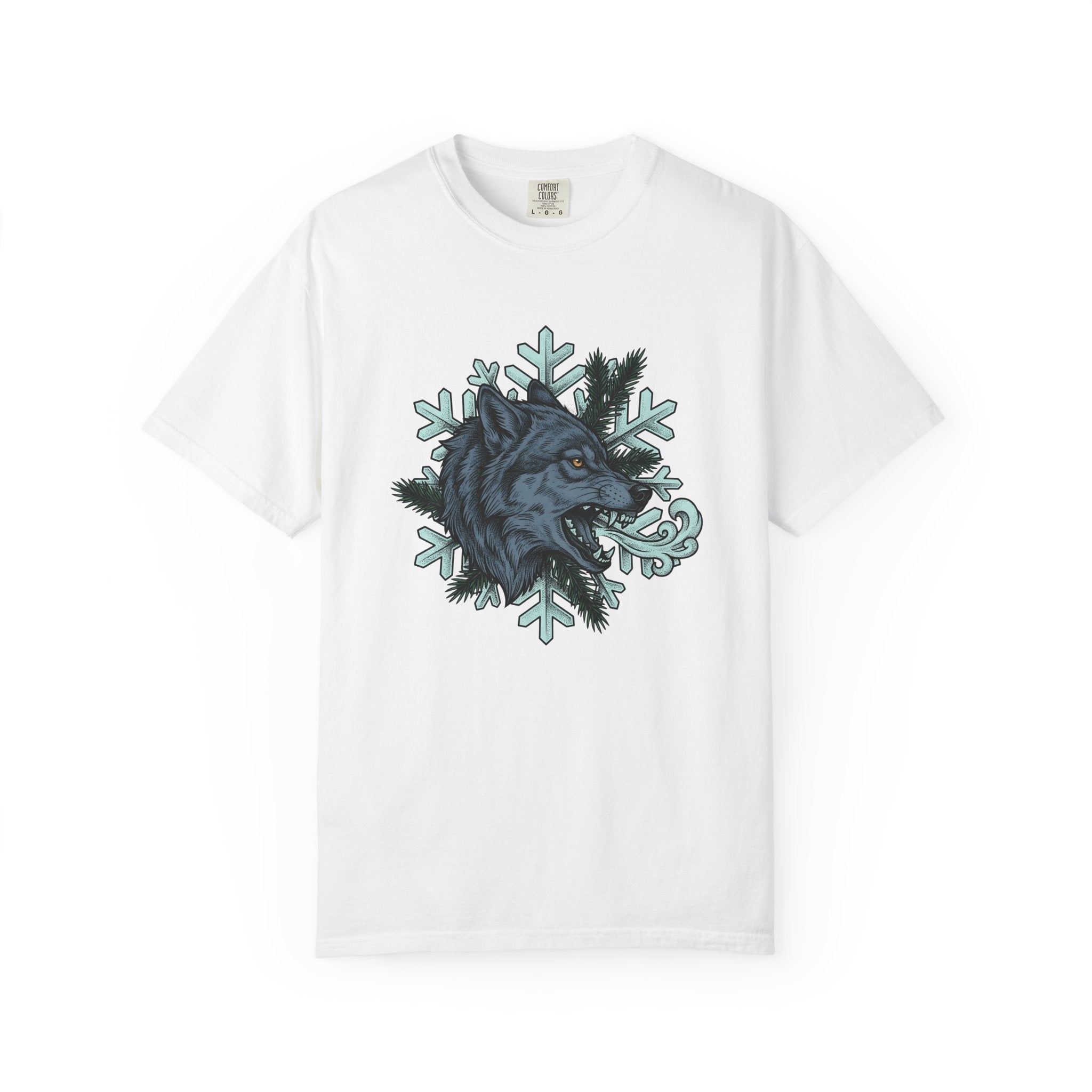 Wolf Head Shirt Winter Animal Gift Women Tattoo Style Tee Wolf T-Shirt Snow Fan Canine Graphic Tshirt Vintage Snowflake Tshirt