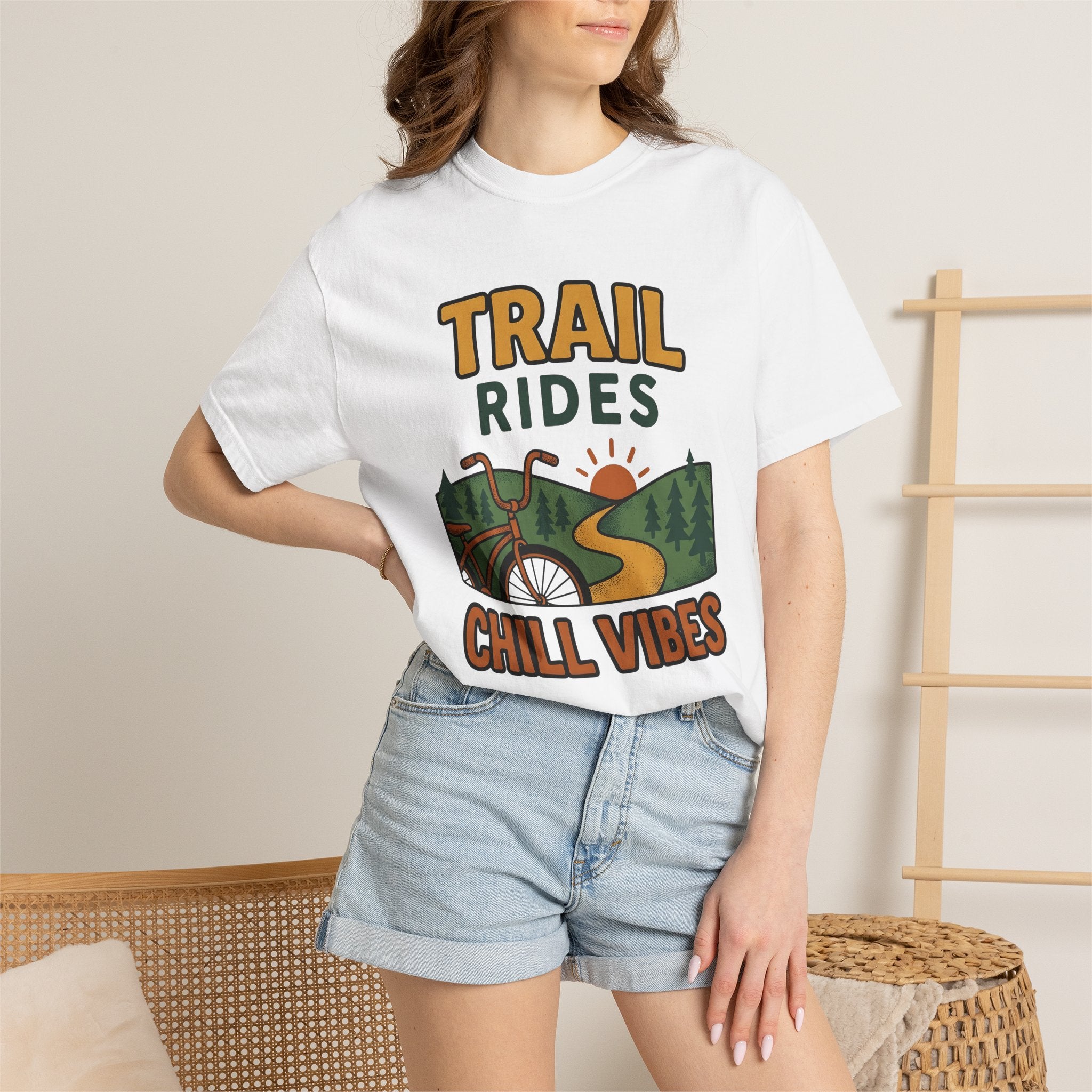 Cycling Route Shirt Sports Camping Gift Women Retro Tee Bike T-Shirt Athlete Fan Vintage Tshirt Outdoor Graphic Hand Drawn Morning Sun