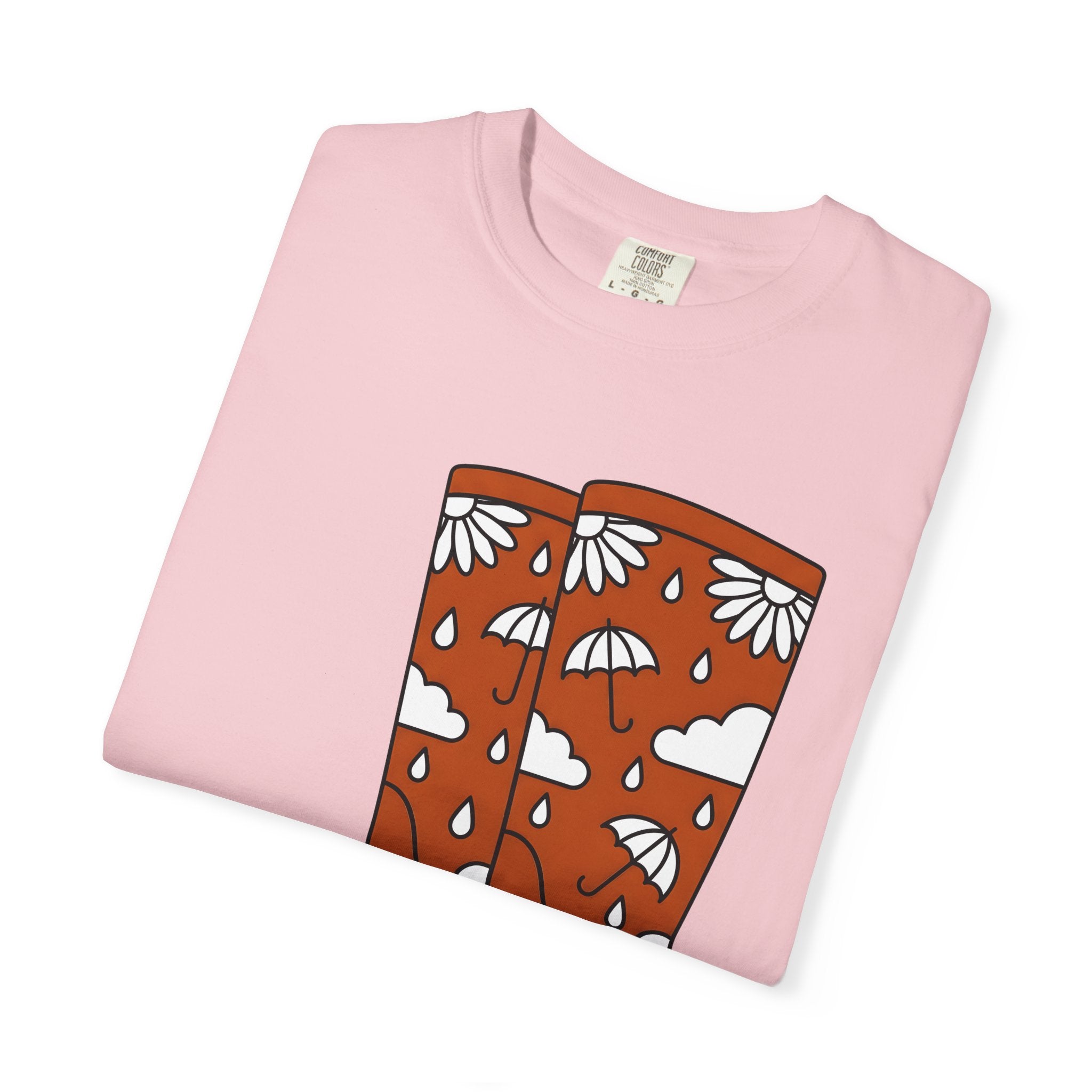 Rain Footwear Shirt Easter Nature Gift Women Fun Tee Rain Boots T-Shirt Easter Fan Rainy Day Tshirt Environmental Graphic Sleek Sunshade