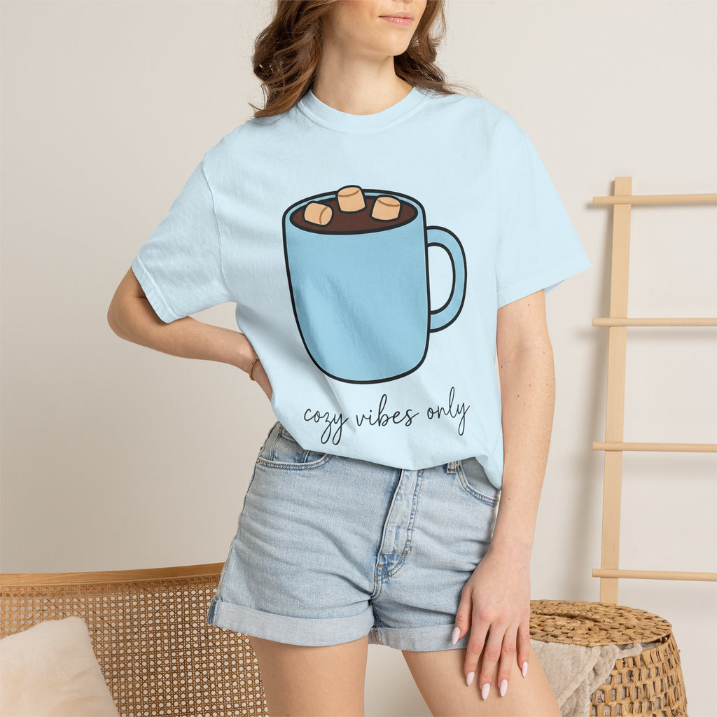 Warm Chocolate Mug Shirt Drinks Snug Gift Women Line Art Tee Hot Chocolate T-Shirt Beverage Fan Minimalist Tshirt Cozy Graphic Outline