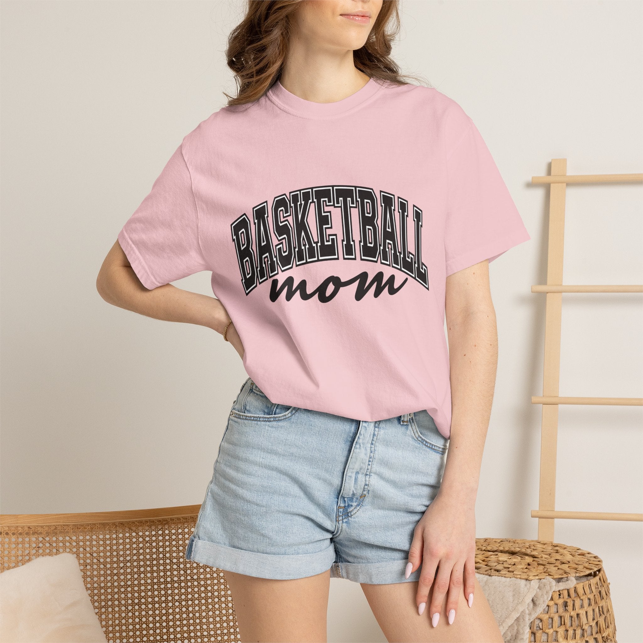 Sporty Mom Shirt Moms Basketball Gear Gift Women Powerful Tee Fitness Mom T-Shirt Mom Enthusiast Bold Tshirt Court Graphic Classic Team Font