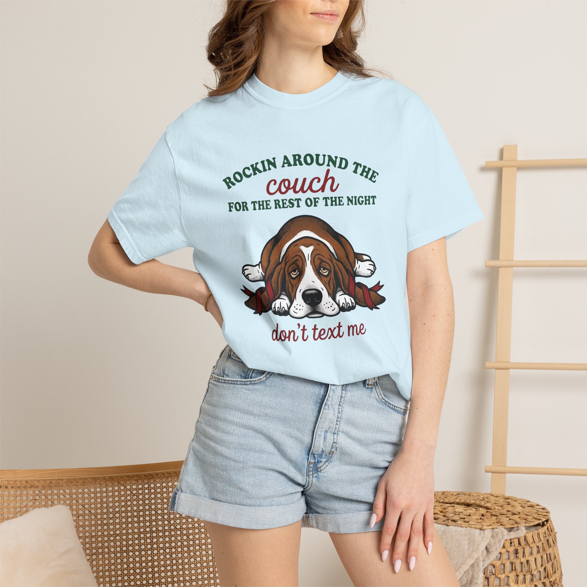 Basset Dog Shirt Funny Canine Gift Women Graphic Tee Hound T-Shirt Comedy Fan Illustrated Design Dog Illustration Hand Drawn Neckerchief