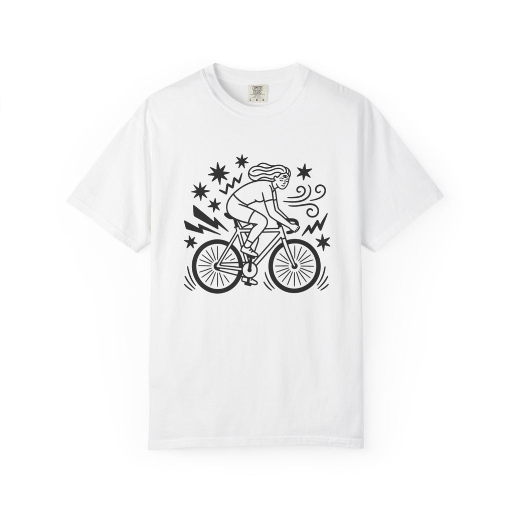 Cyclist Shirt Sports & Activities Fitness Gift Women Doodle Tee Biker T-Shirt Athlete Enthusiast Cartoon Tshirt Workout Graphic Minimalist