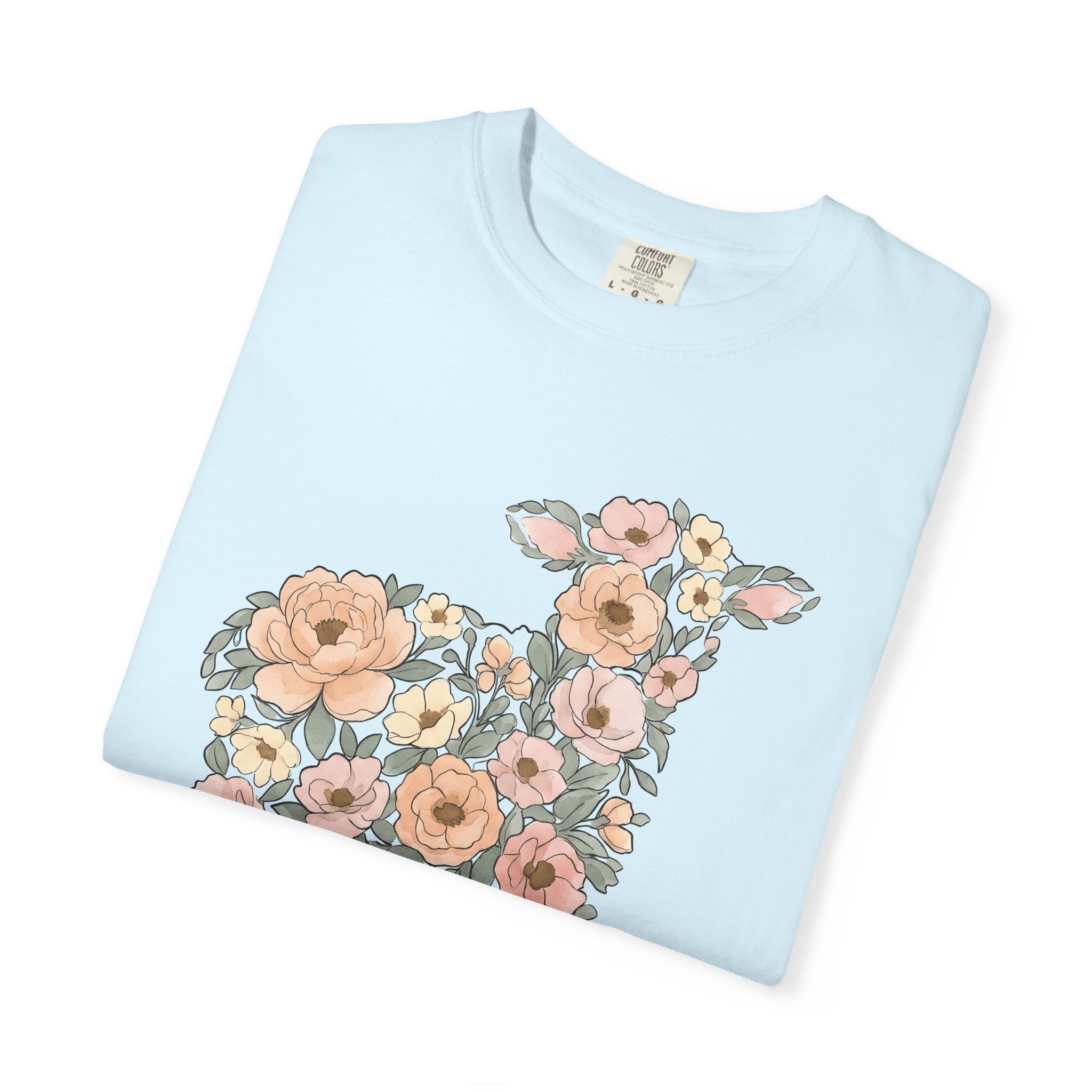 Floral Lamb Shirt Easter Spring Gift Women Watercolor Tee Lamb T-Shirt Easter Fan Watercolour Tshirt Season Graphic Hand Drawn Flowers