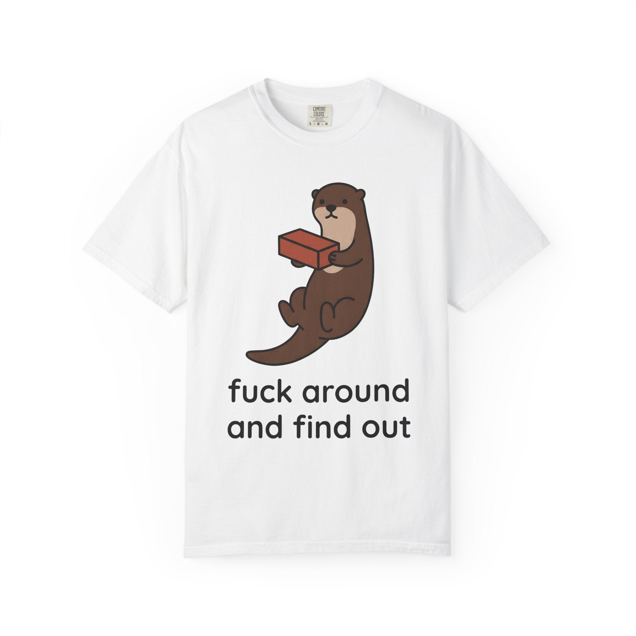 Otter Art Shirt Funny Critter Gift Women Graphic Tee Otter T-Shirt Humor Fan Cartoon Tshirt Animal Graphic Basic Red Brick Tshirt