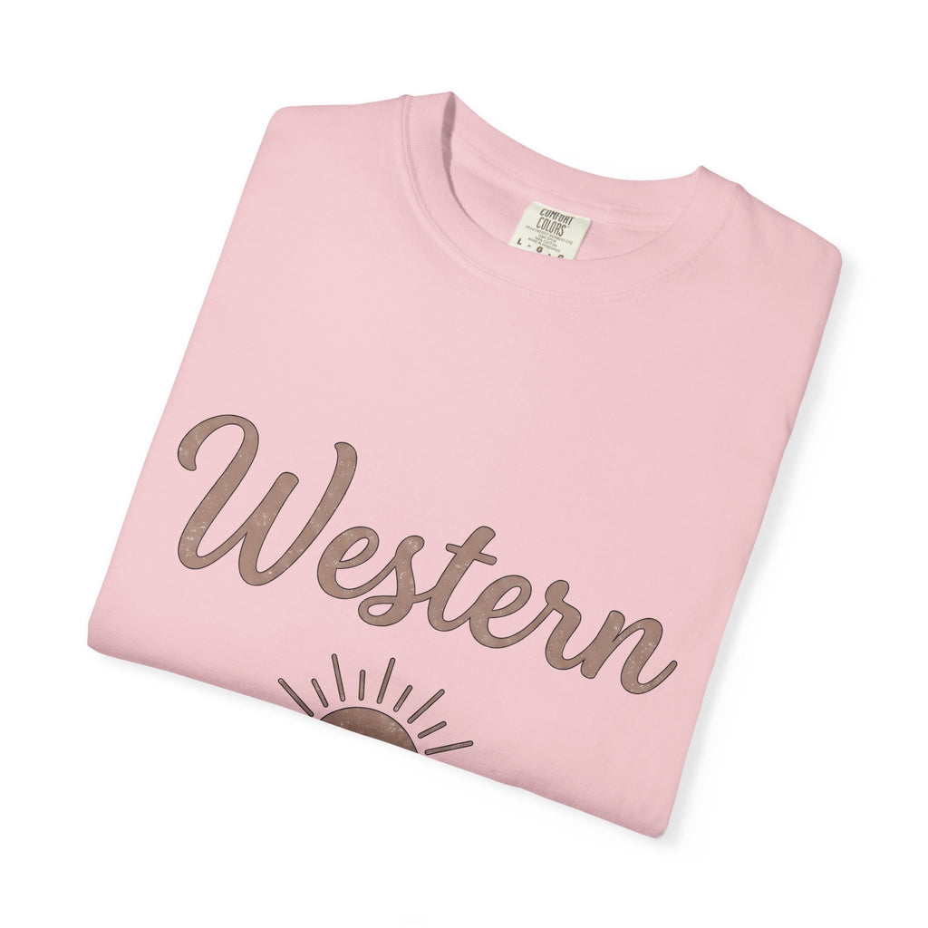 Cowboy Sunrise Shirt Cowgirl Native Gift Women Handmade Tee Western T-Shirt Rodeo Fan Handmade Tshirt Tribal Graphic Old School Sunlight