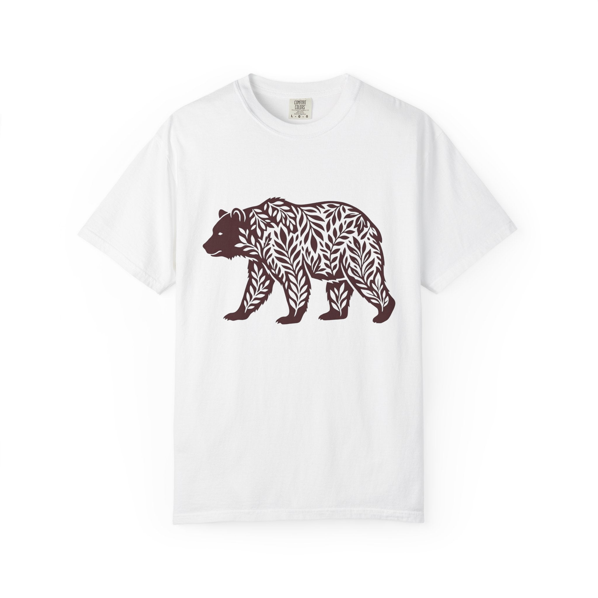 Bear Leaves Shirt Animals Nature Gift Women Botanical Tee Ursine T-Shirt Wildlife Fan Floral Tshirt Environmental Graphic Minimalist Foliage
