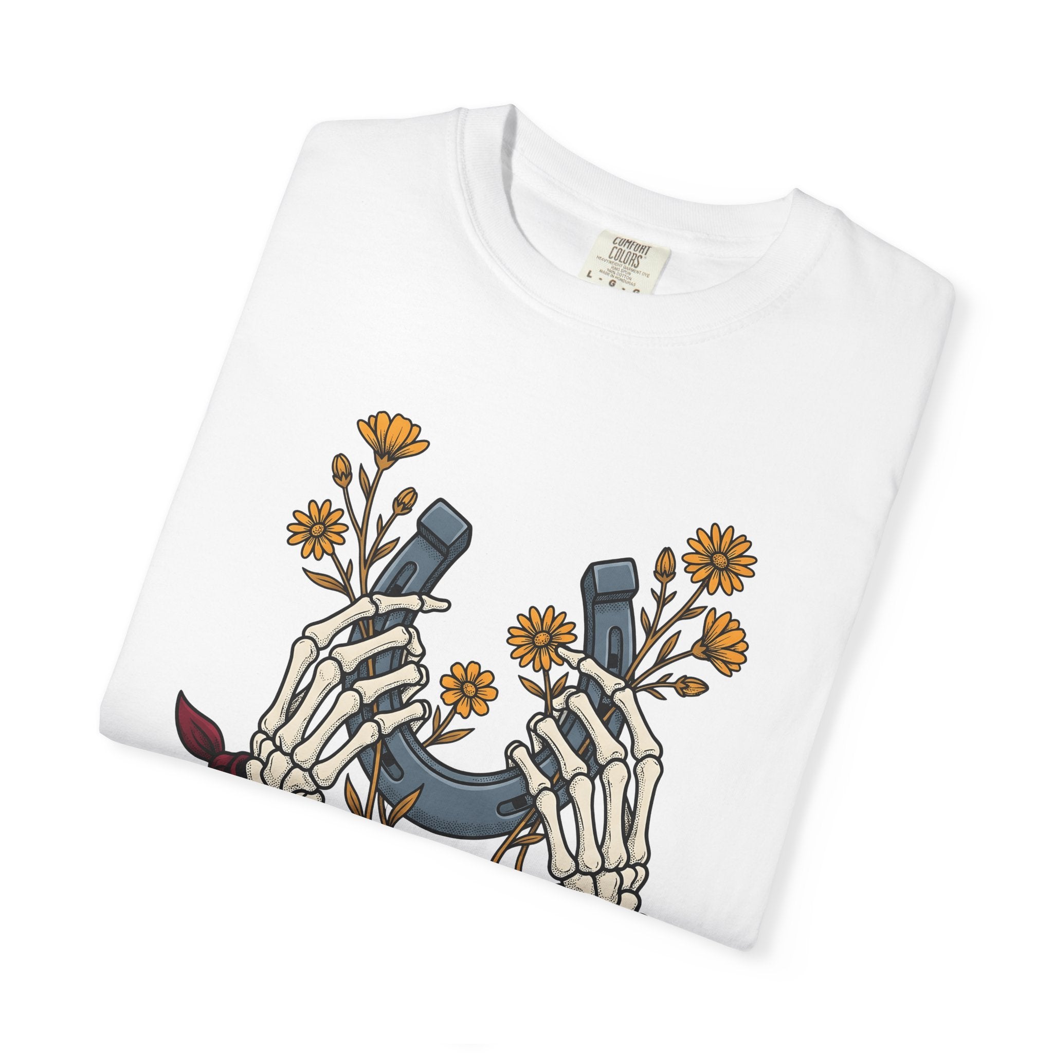 Bone Hands Horseshoe Shirt Cowgirl Ranch Gift Women Neo Traditional Tee Skeletal Hand T-Shirt Cowboy Fan Western Tshirt Farm Graphic Classic