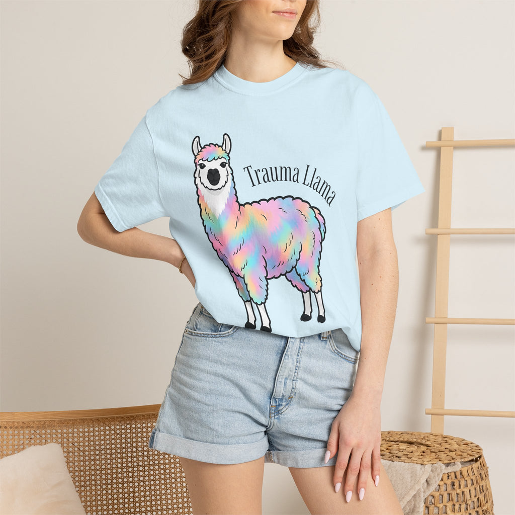 Rainbow Llama Shirt Animals Humor Gift Women Cartoon Tee Alpaca T-Shirt Creature Fan Toon Tshirt Funny Graphic Kawaii Pastel Fur Tshirt