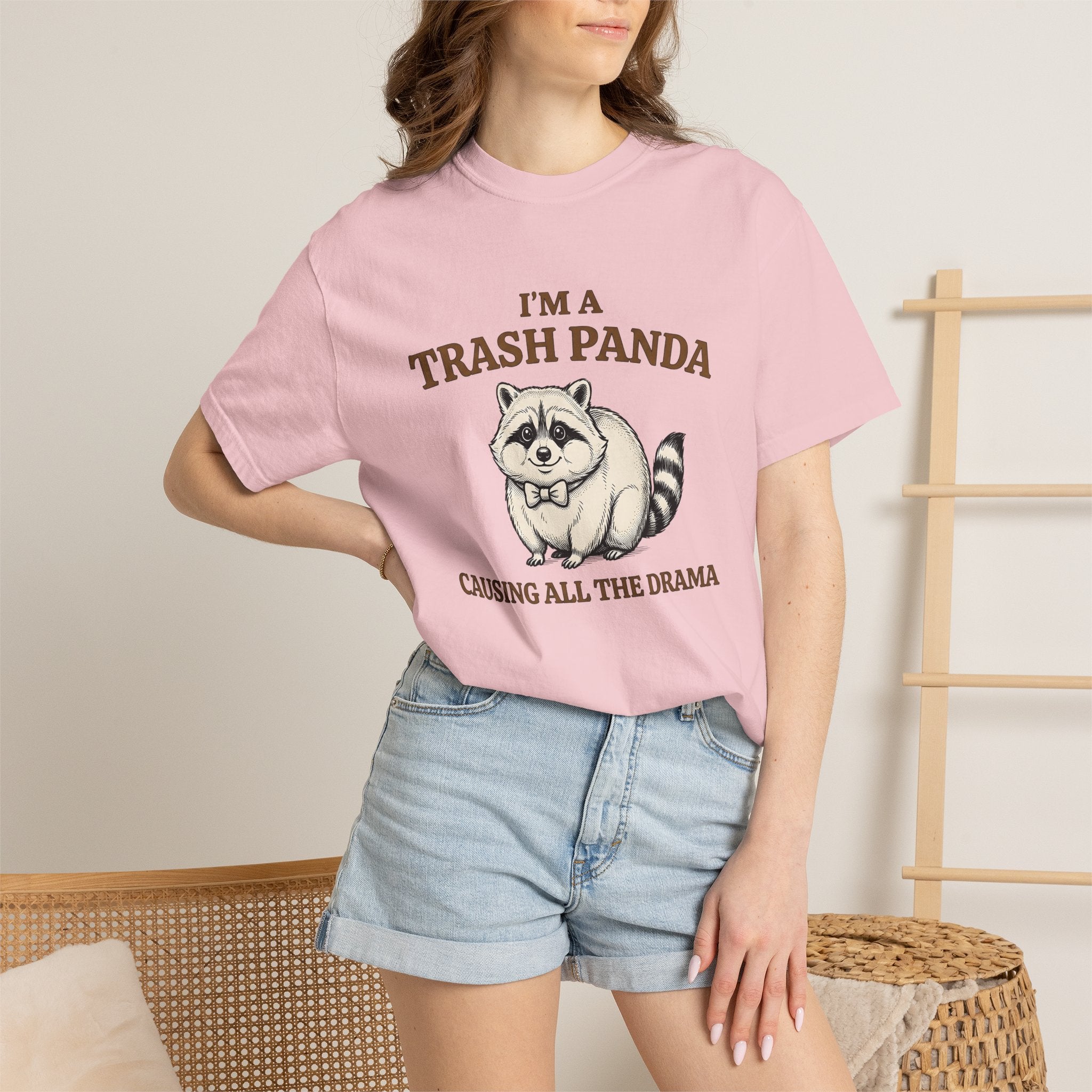 Raccoon Graphic Shirt Funny Animal Gift Women Cute Tee Trash Panda T-Shirt Humor Fan Cartoon Tshirt Wildlife Graphic Hand Drawn Bow Tie