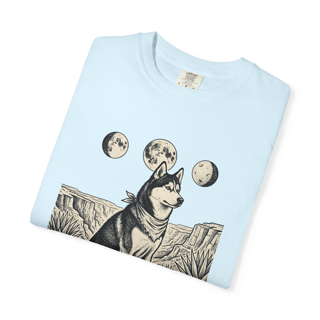 Husky Pet Shirt Dog Wilderness Gift Women Line Art Tee Siberian Husky T-Shirt Dog Owner Fan Minimalist Graphic Tshirt Doodle Moon Cycle