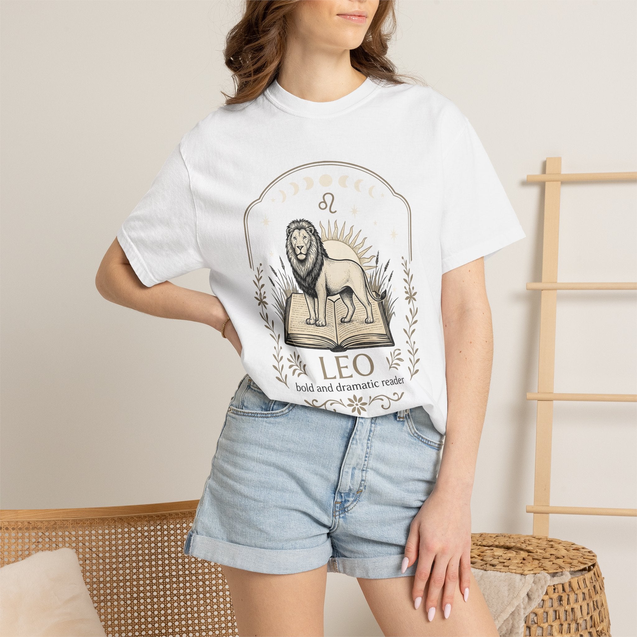 Lion Journal Shirt Boho Chic Horoscope Gift Women Celestial Tee Diary T-Shirt Bohemian Enthusiast Astrology Tshirt Astrology Graphic Retro