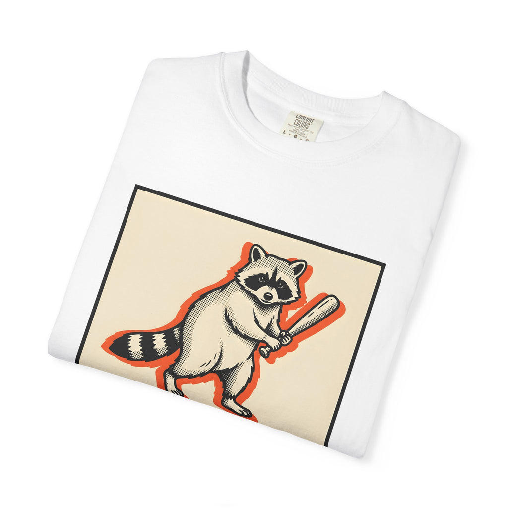 Raccoon Bat Shirt Funny Pets Gift Women Line Art Tee Masked T-Shirt Humor Fan Drawing Graphic Hand Drawn Orange Frame Tshirt