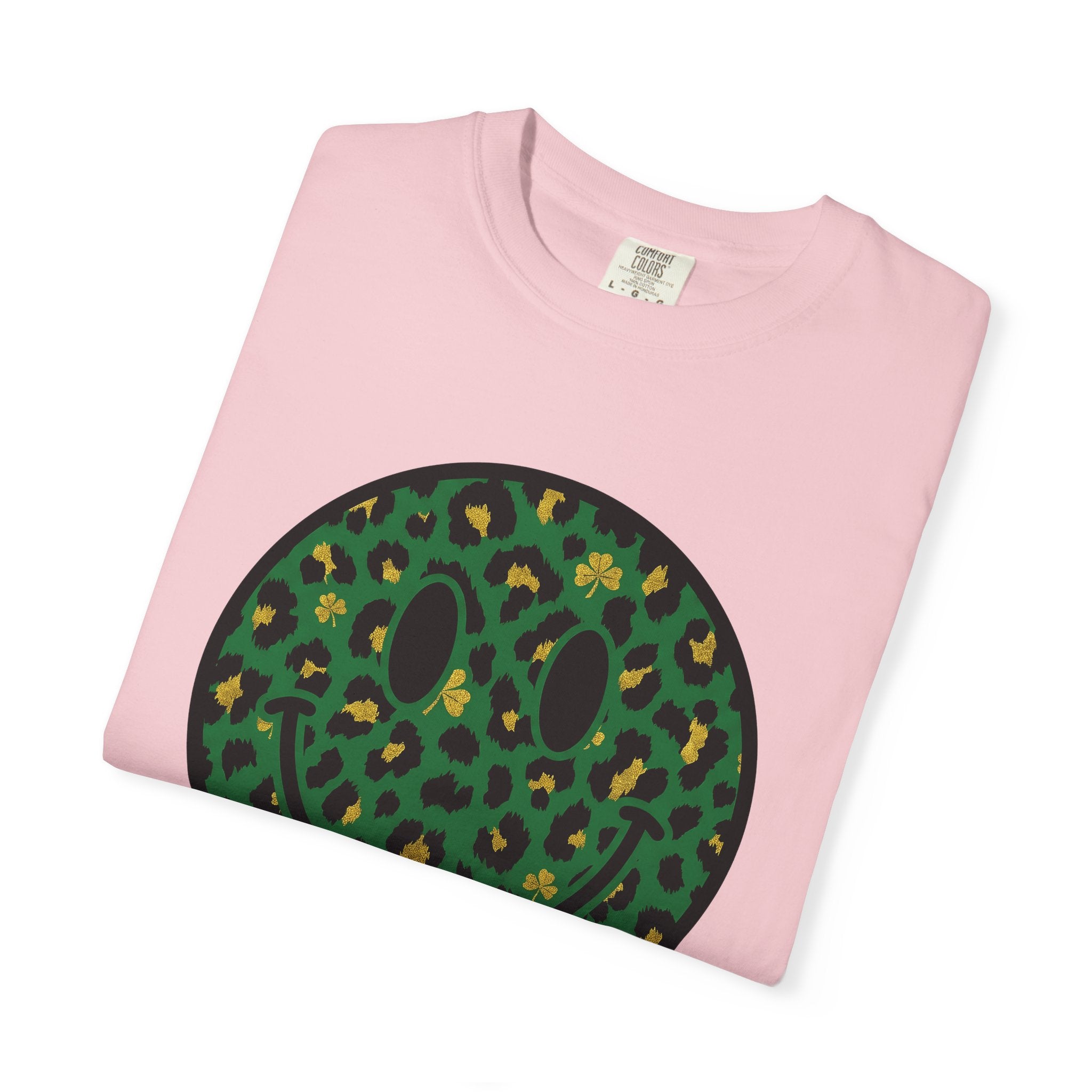 Smiley Face Shirt St Patrick's Day Animal Print Gift Women Leopard Print Tee Smiley T-Shirt St Patricks Fan Animal Print Graphic Tshirt