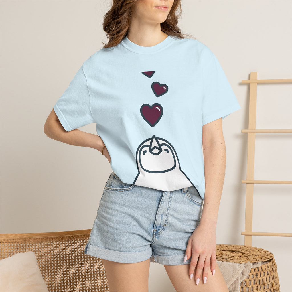 Penguin Art Shirt Animals Passion Gift Women Lovable Tee Penguin T-Shirt Wildlife Fan Cute Tshirt Love Graphic Sleek Heart Icons Tshirt