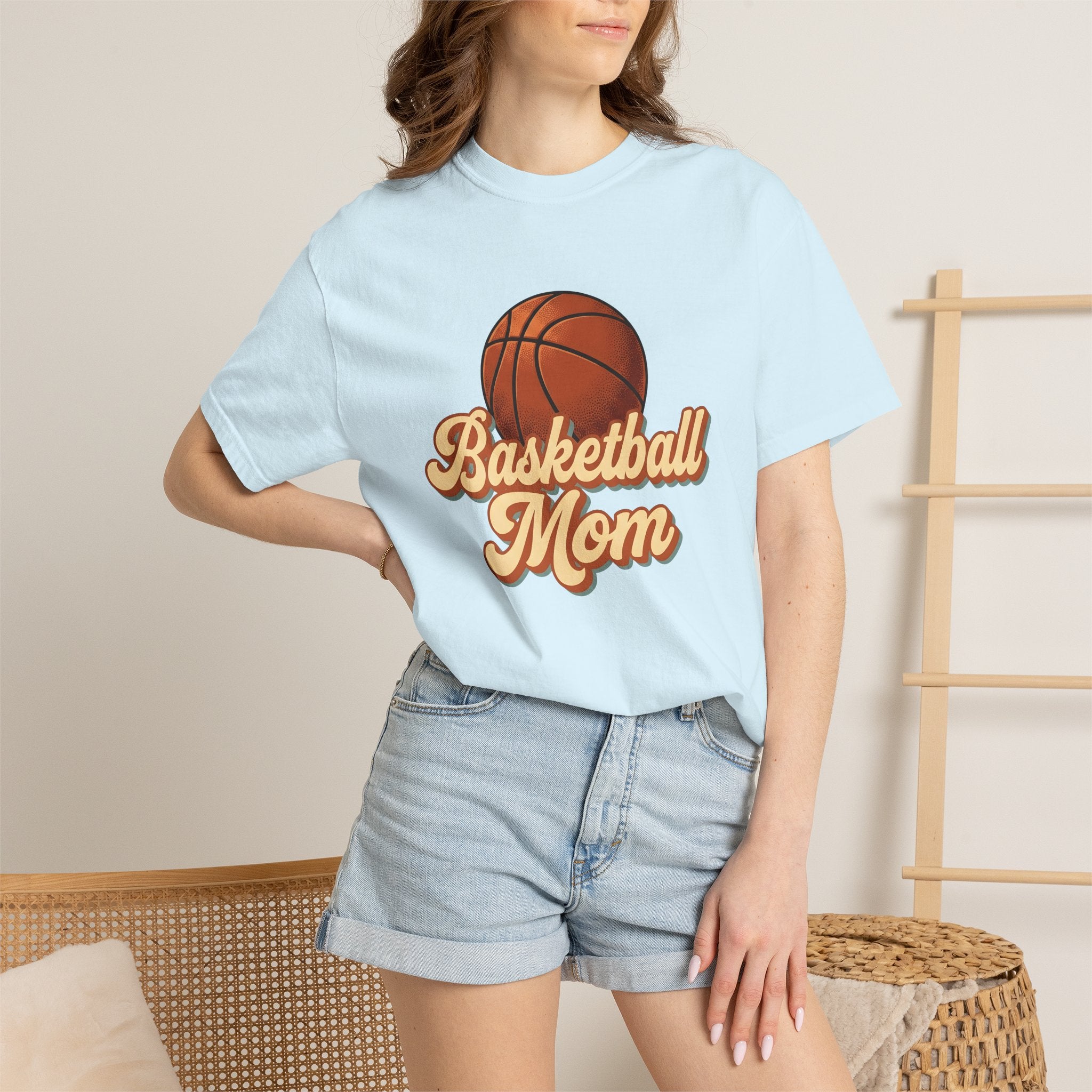 Basketball Shirt Basketball Mom Athletics Gift Women Vintage Tee Hoops T-Shirt Sports Fan Retro Tshirt Sports Graphic Hand Drawn Lettering
