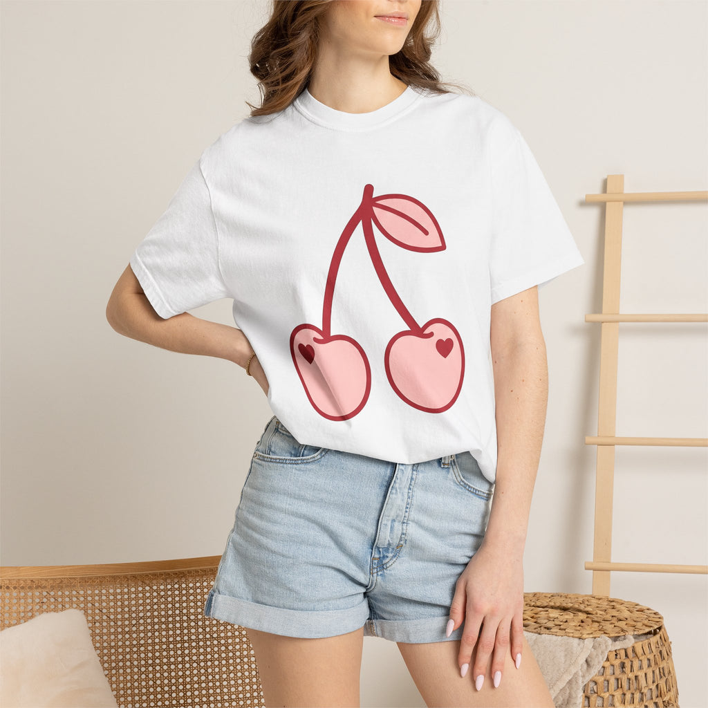 Cherry Couple Shirt Valentines Day Love Gift Women Minimalist Tee Cherries T-Shirt Valentine Fan Simple Tshirt Romance Graphic Retro Heart