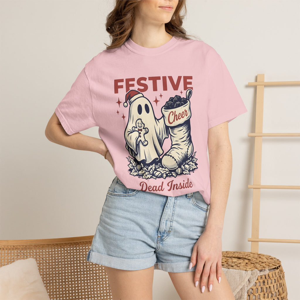 Ghost Santa Hat Shirt Christmas Humor Gift Women Vintage Tee Santa Hat T-Shirt Christmas Fan Santa Hat Tshirt Comedy Graphic Retro Christmas