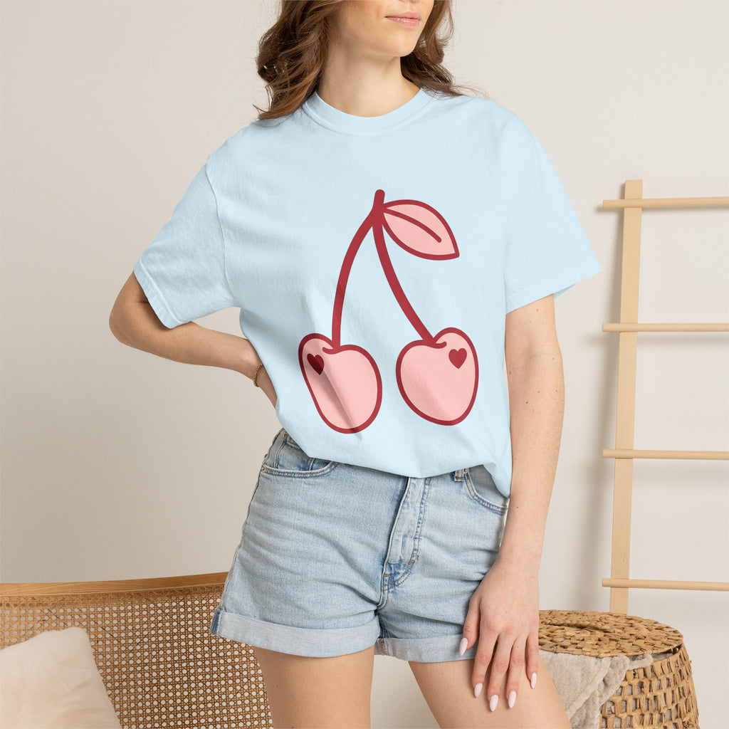 Cherry Couple Shirt Valentines Day Love Gift Women Minimalist Tee Cherries T-Shirt Valentine Fan Simple Tshirt Romance Graphic Retro Heart