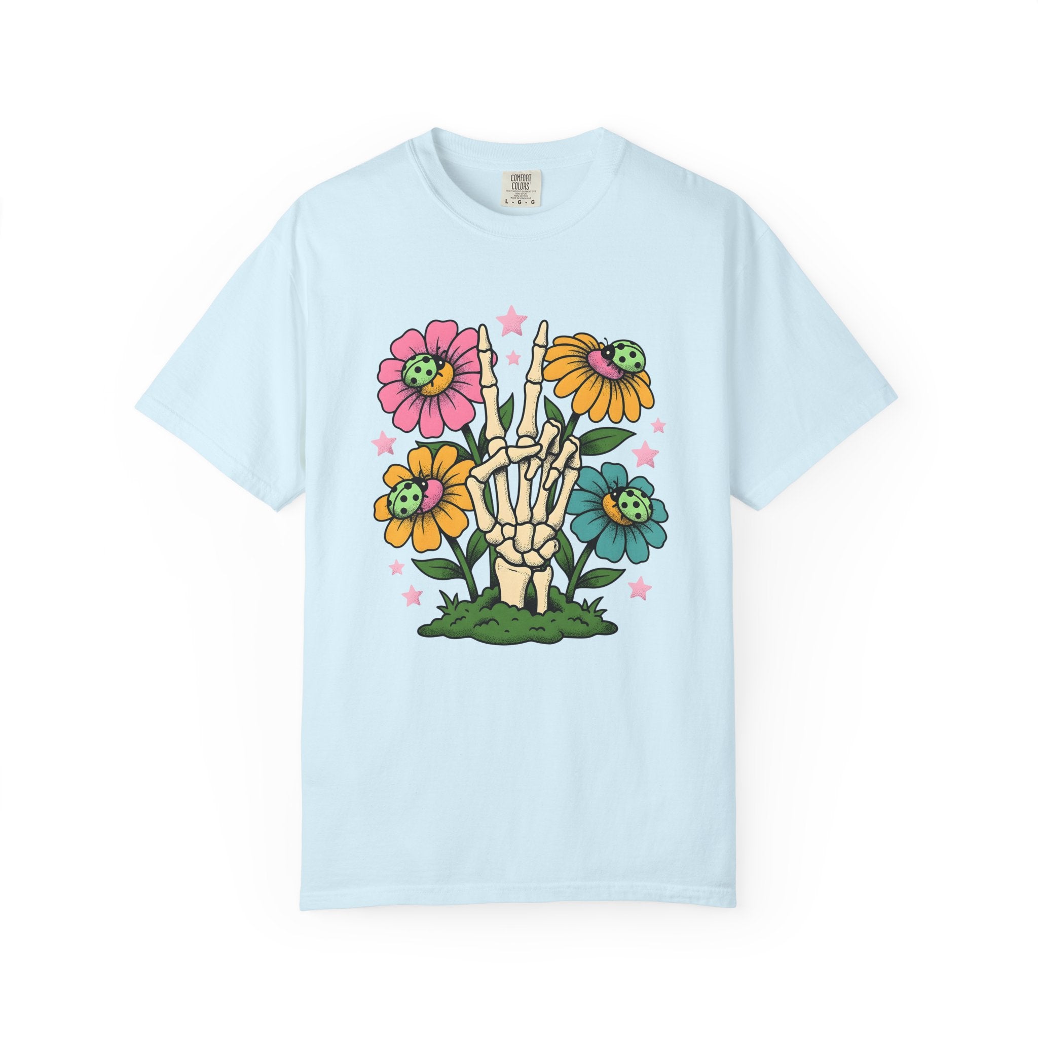 Bone Hand Petals Shirt Cottagecore Alternative Gift Women Line Art Tee Skeleton Hand T-Shirt Rustic Fan Minimalist Tshirt Gothic Graphic