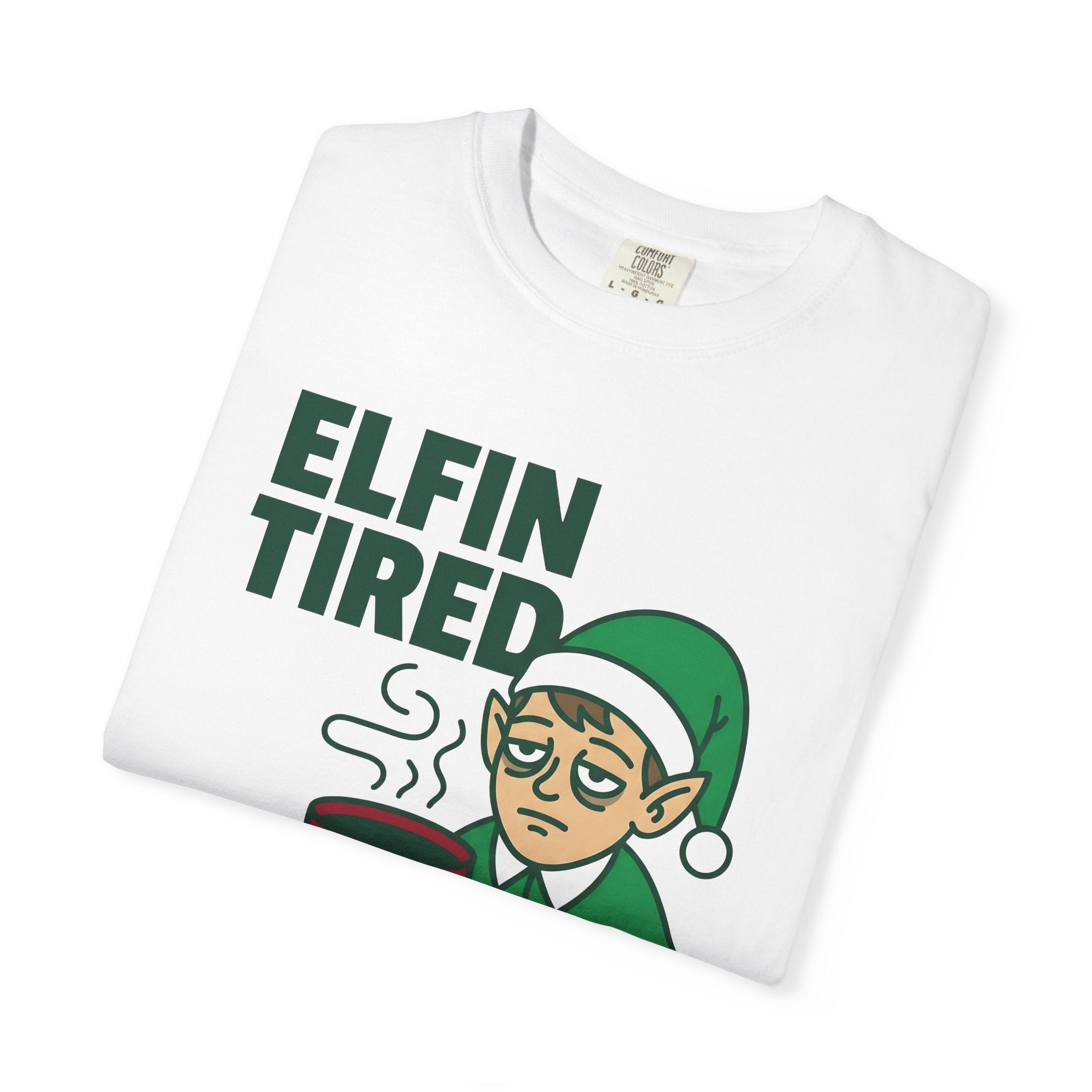 Exhausted Elf Shirt Christmas Funny Gift Women Illustration Tee Elf T-Shirt Christmas Fan Elf Tshirt Humorous Graphic Hand Drawn Hot
