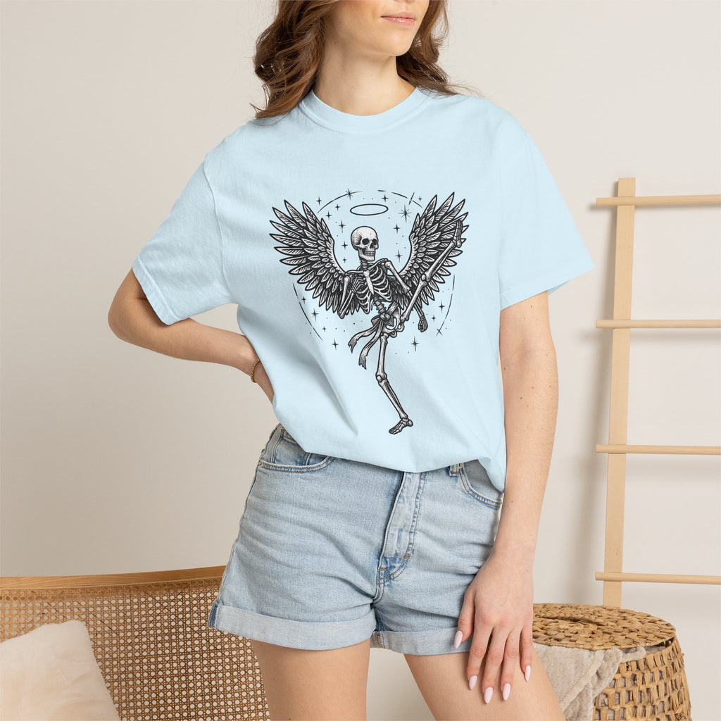 Angel Skull Shirt Sports Combat Gift Women Ink Tee Sugar Skull T-Shirt Athlete Fan Tattoo Tshirt Fighting Graphic Dark Star Shapes Tshirt