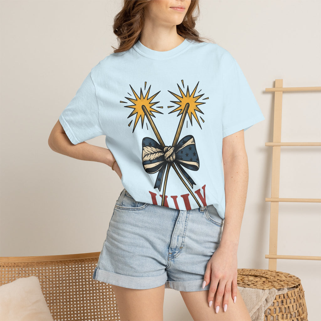 Sparkler Knot Shirt 4th Of July Liberty Gift Women Antique Tee Sparkler T-Shirt Fireworks Fan Vintage Tshirt Freedom Graphic Outline Star
