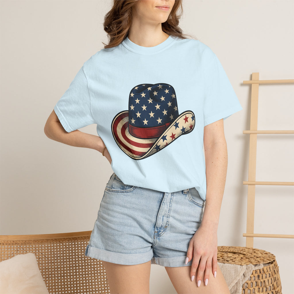 Cowboy Hat Shirt 4th Of July Patriotic Gift Women Vintage Tee Cowboy T-Shirt Independence Fan Western Tshirt American Graphic Retro Stars