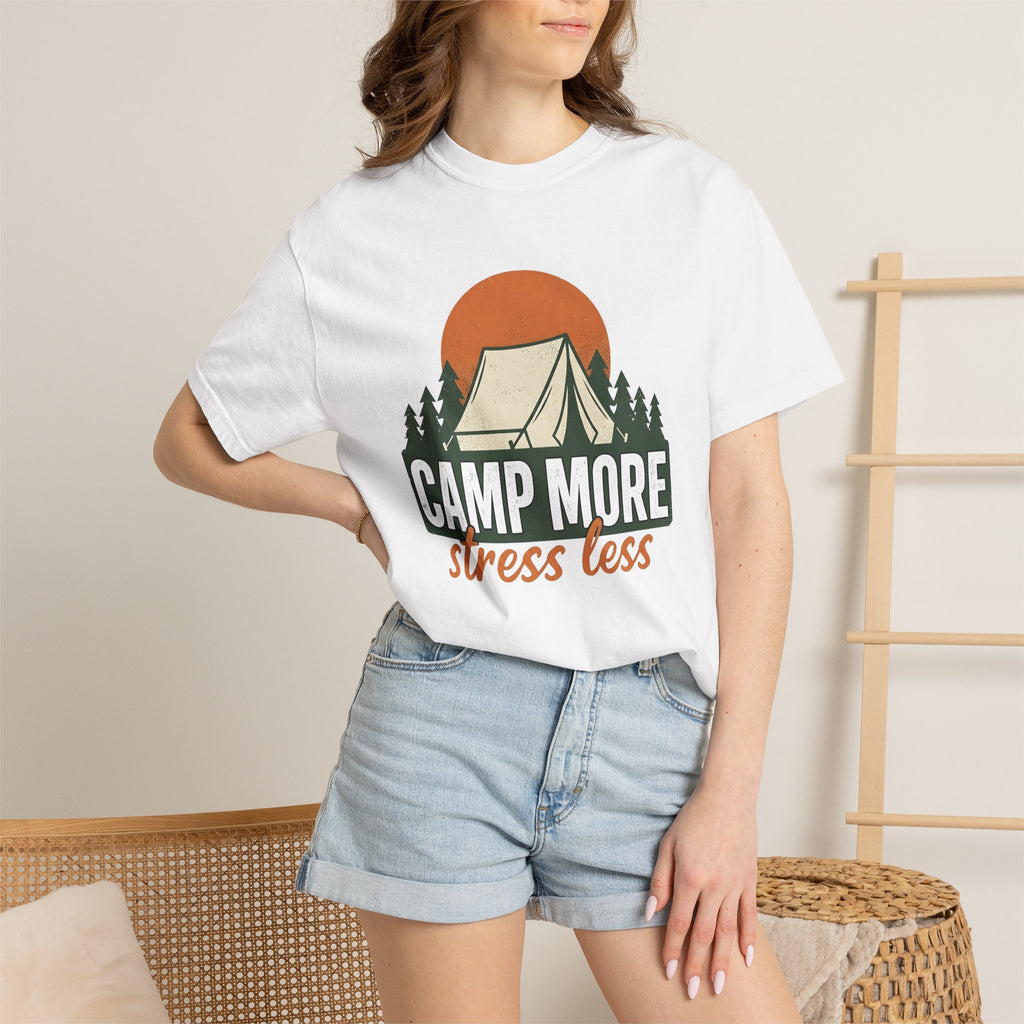 Camping Tent Shirt Camping Hiking Gift Women Vintage Tee Canopy T-Shirt Camper Enthusiast Distressed Tshirt Trekker Graphic Retro Pine Trees