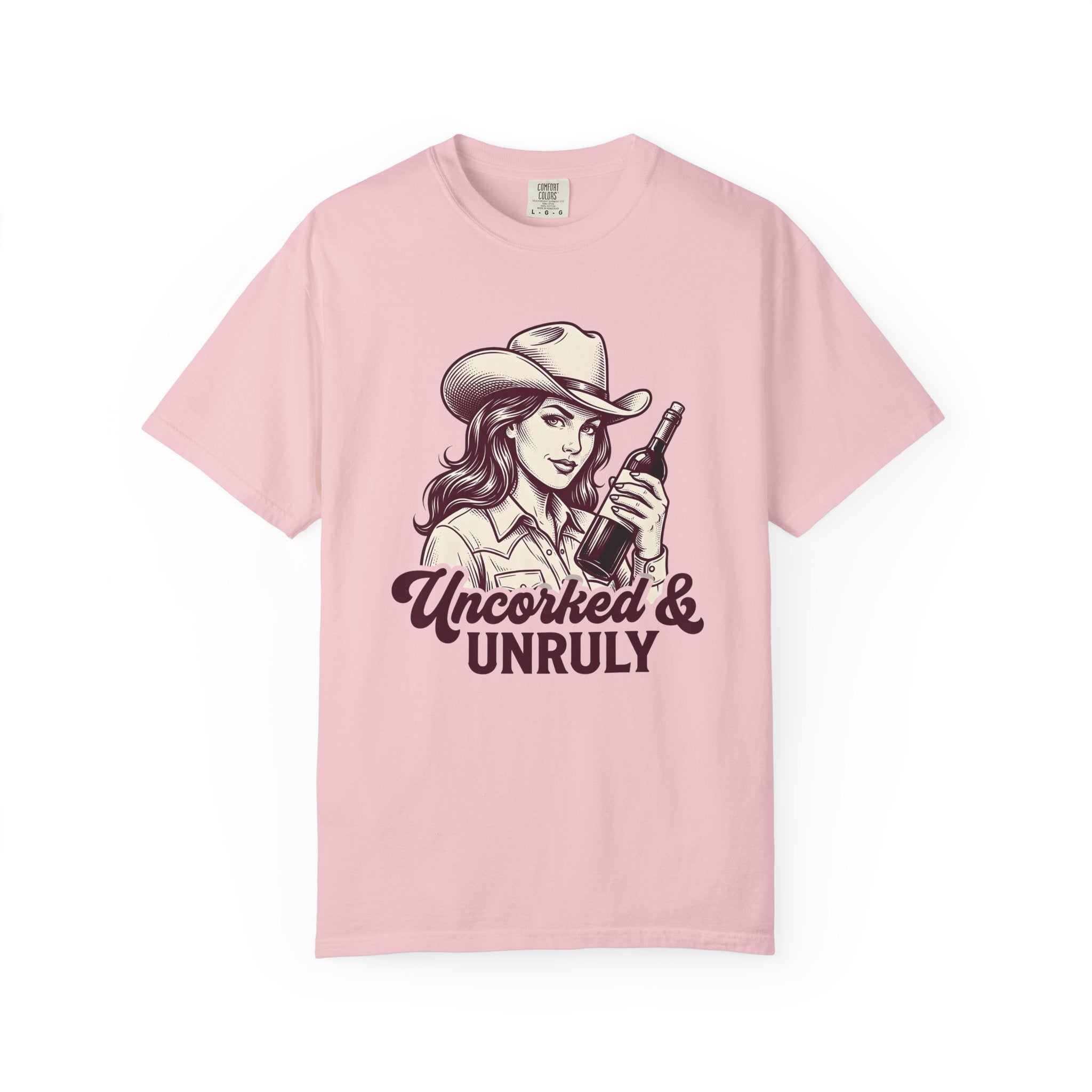 Cowgirl Wine Bottle Shirt Wine Cowboy Gift Women Sketch Tee Wine Bottle T-Shirt Wine Fan Wineglass Tshirt Rodeo Graphic Cartoon Cowboy Hat