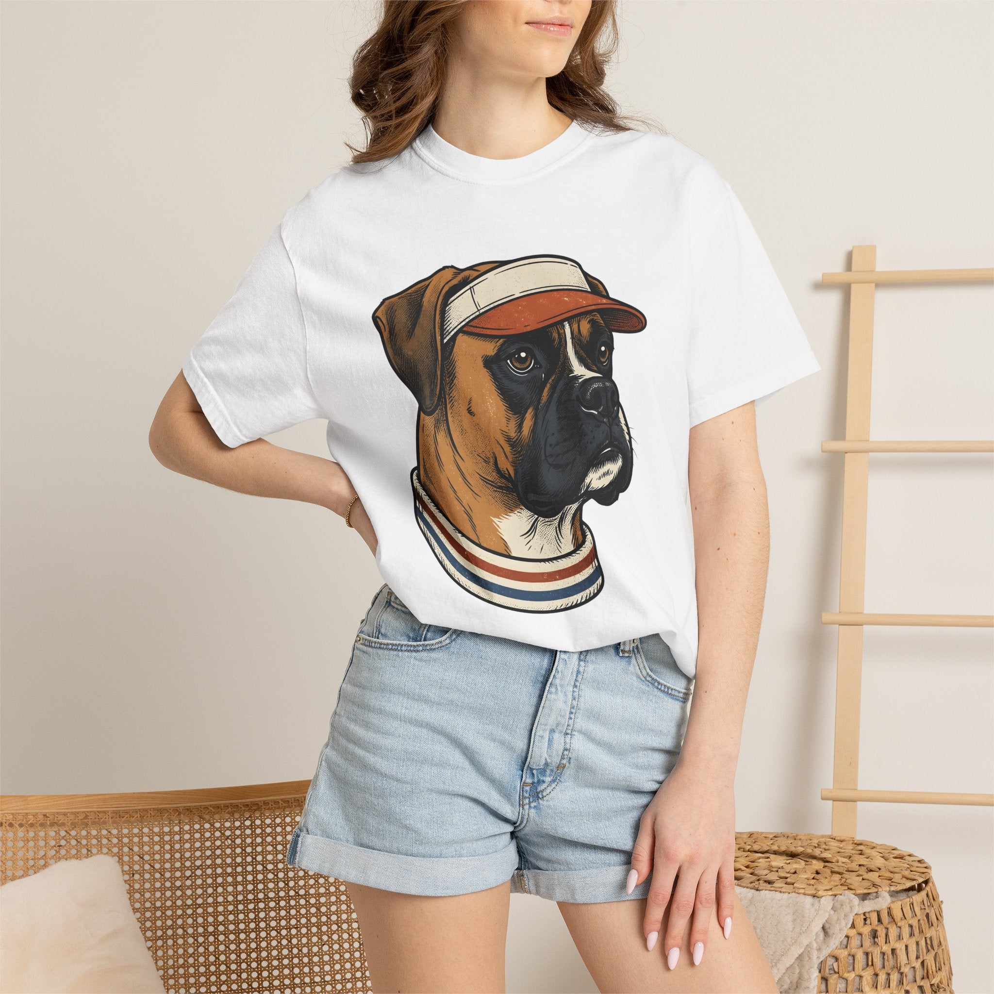 Boxer Canine Shirt Dog Pet Care Gift Women Old School Tee Boxer Dog T-Shirt Dog Owner Fan Boxer Art Tshirt Pet Grooming Graphic Cartoon