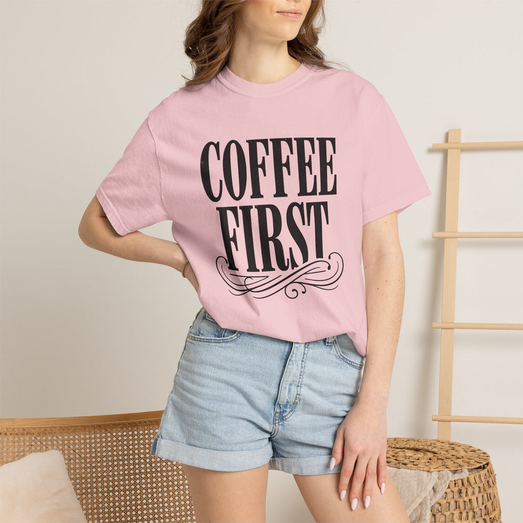 Coffee Quote Shirt Mom Coffee Gift Women Bold Vintage Tee Coffee T-Shirt Mom Fan Vintage Tshirt Caffeine Graphic Retro Swirl Accent Tshirt