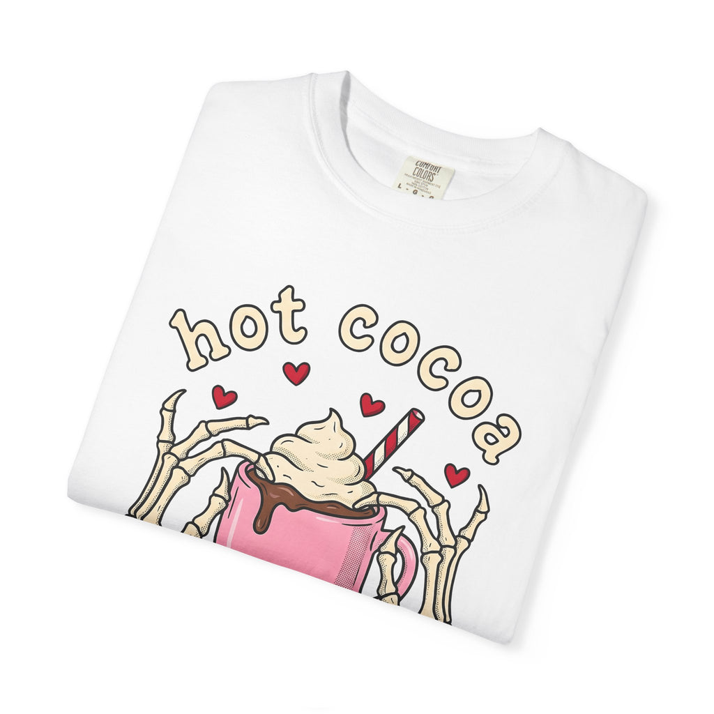 Chocolate Mug Shirt Desserts Macabre Gift Women Hand Drawn Tee Hot Chocolate T-Shirt Sweets Fan Illustrated Tshirt Dark Graphic Sketch Bone