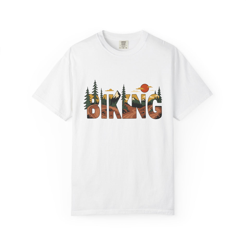 Mountain View Shirt Biking Exploration Gift Women Modern Tee Panorama T-Shirt Cyclist Enthusiast Contemporary Tshirt Adventure Graphic