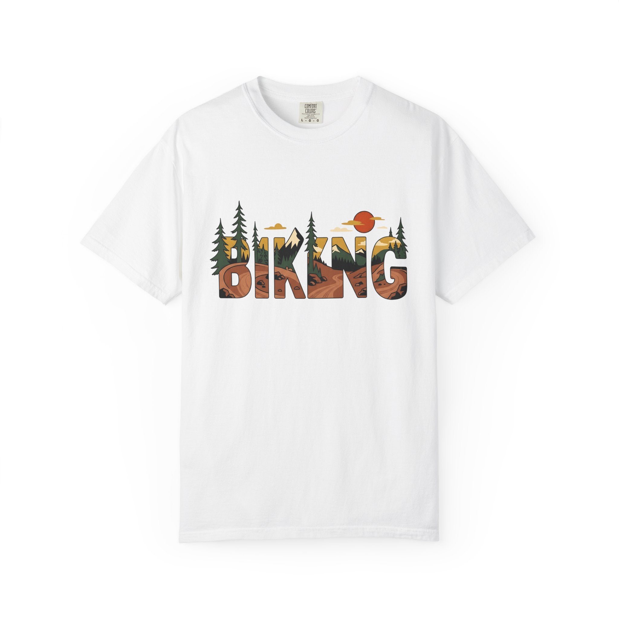 Mountain View Shirt Biking Exploration Gift Women Modern Tee Panorama T-Shirt Cyclist Enthusiast Contemporary Tshirt Adventure Graphic