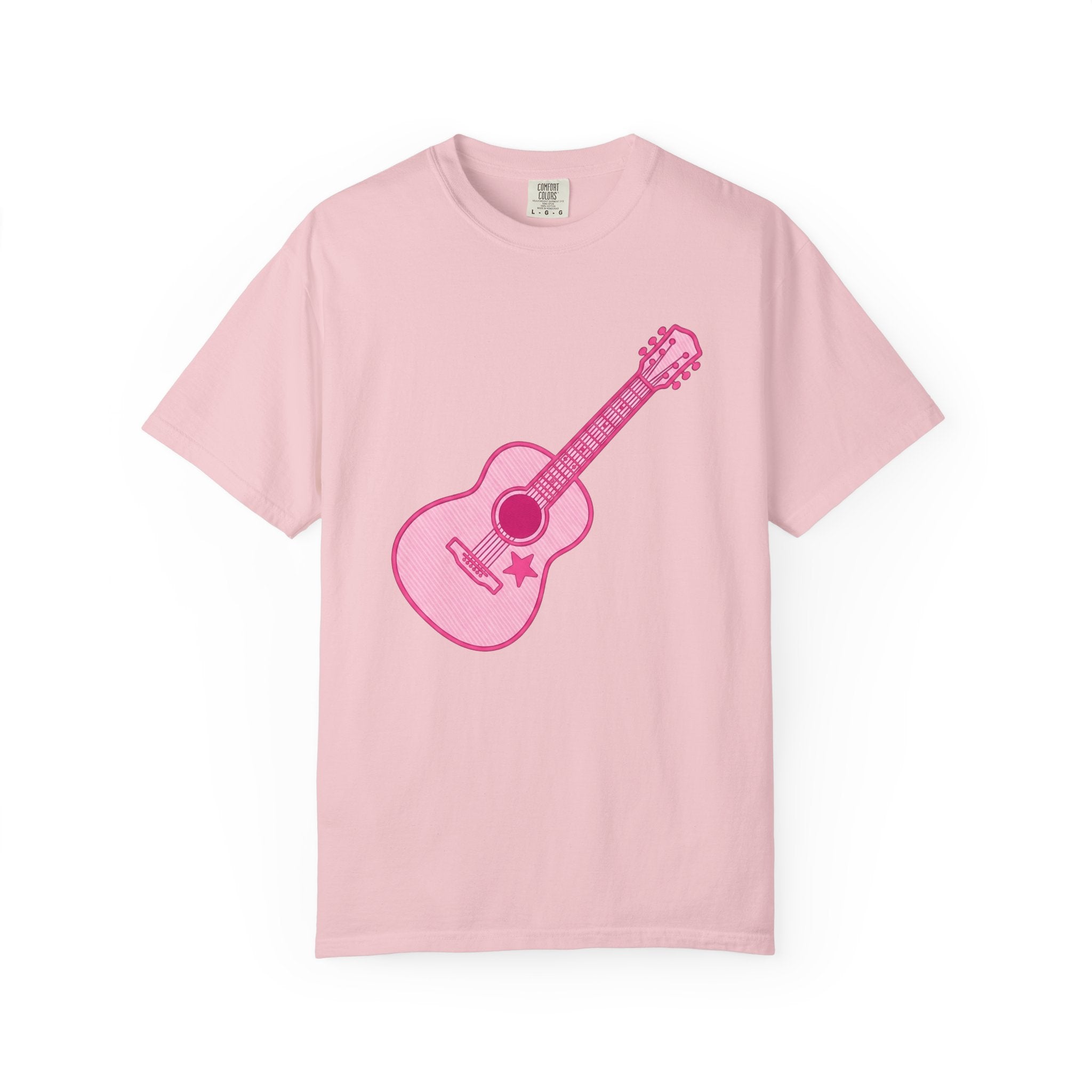 Acoustic Guitar Shirt Cowgirl Tunes Gift Women Flat Tee Guitar T-Shirt Cowboy Fan Flat Design Tshirt Melody Graphic Old School Star Tshirt