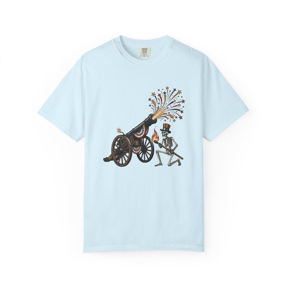 Skeleton Cannon Shirt 4th Of July Patriotic Unisex Gift Vintage Tee Cannon