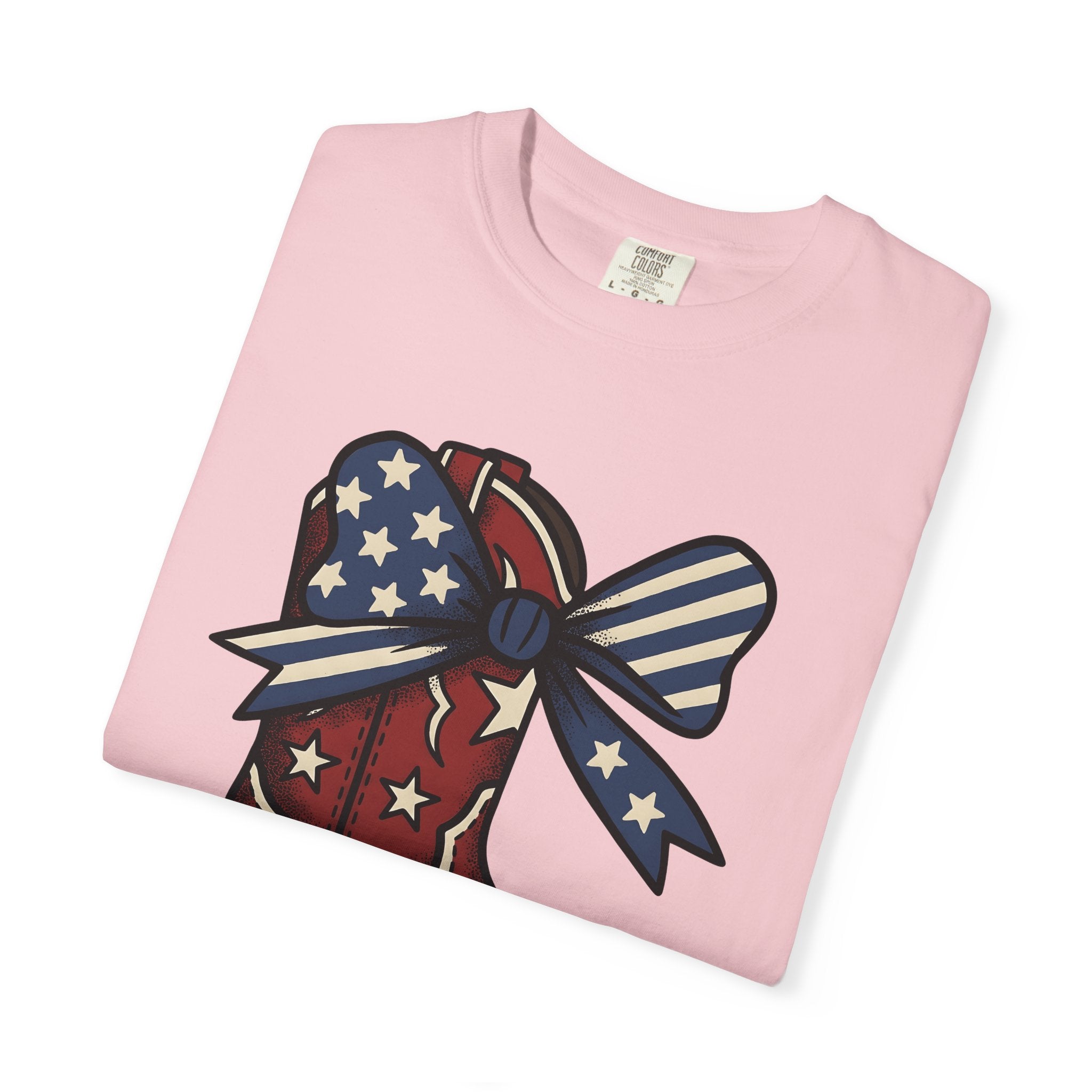 Western Boot Shirt America Cowboy Gift Women Rustic Tee Boot T-Shirt American Fan Cowboy Graphic Vintage Tshirt Old School Flag Ribbon