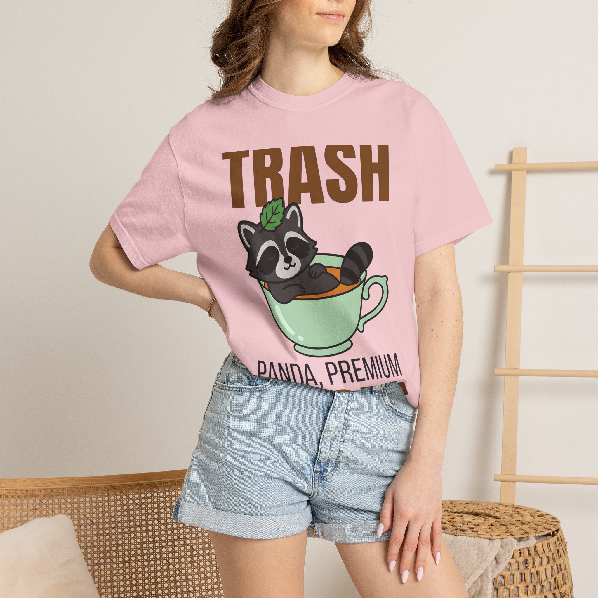 Raccoon Tea Cup Shirt Animals Cappuccino Gift Women Playful Tee Trash Panda T-Shirt Wildlife Fan Critter Tshirt Coffee Graphic Sketch Plant