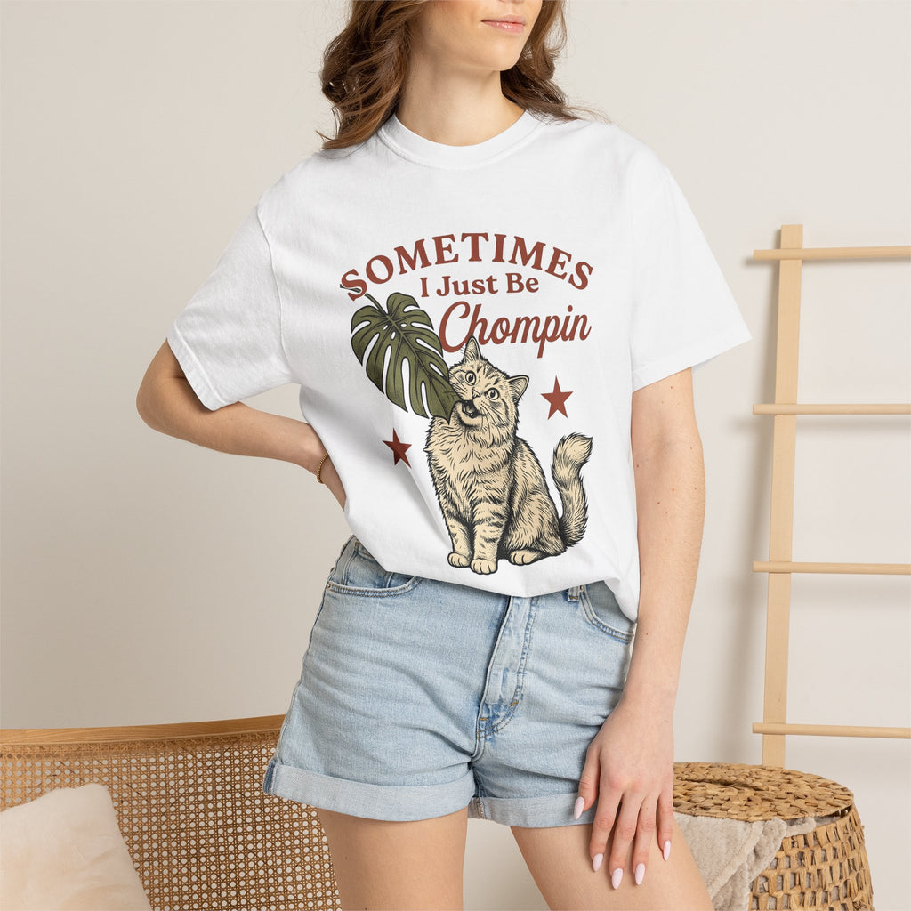 Soft Cat Shirt Cat Satire Gift Women Cartoon Tee Kitten T-Shirt Cat Fan Comic Tshirt Parody Graphic Old School Monstera Plant Tshirt