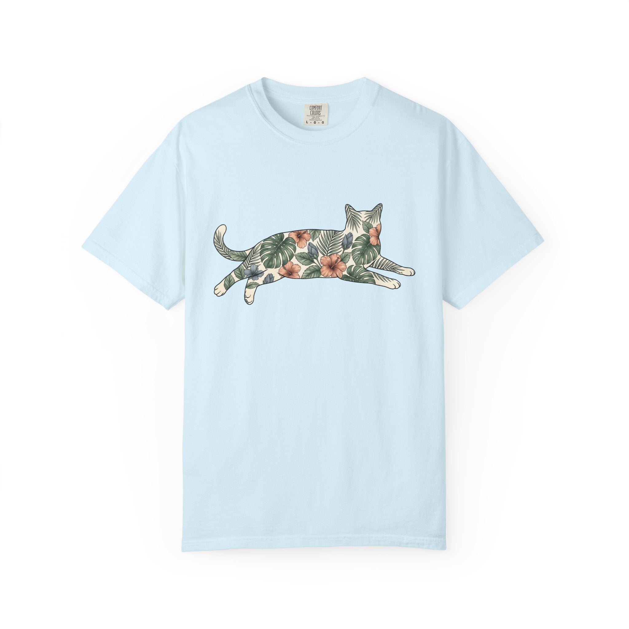 Blossom Cat Shirt Cat Petals Gift Women Garden Tee Kitty T-Shirt Cat Fan Feline Tshirt Floral Graphic Clean Jungle Leaves Tshirt