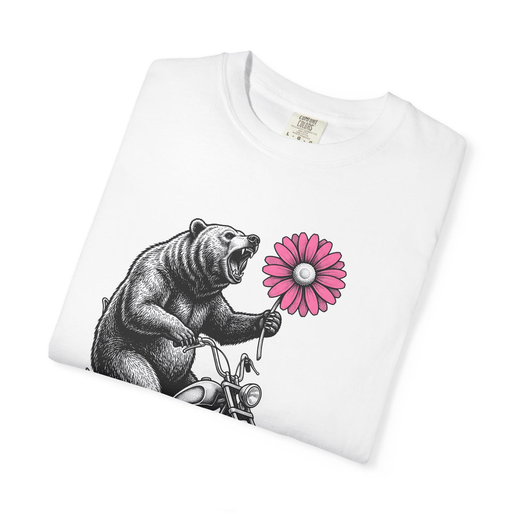 Bear Motorcycle Shirt St Valentines Day Animal Gift Women Vintage Tee Biker T-Shirt Valentine Fan Retro Tshirt Wildlife Graphic Hand Drawn