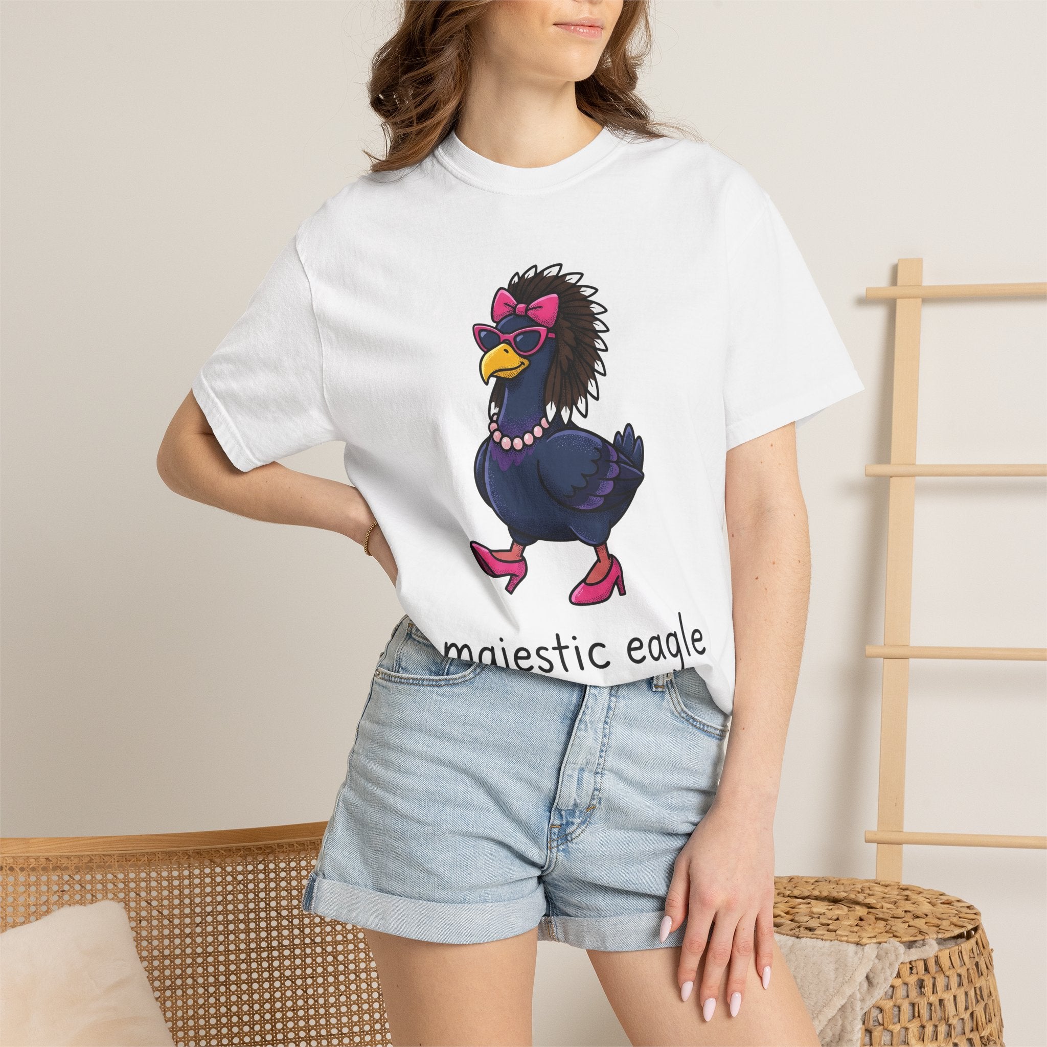 Eagle Drawing Shirt Funny Wildlife Gift Women Cartoon Tee Bald Eagle T-Shirt Comedian Fan Caricature Tshirt Animal Graphic Classic Cool