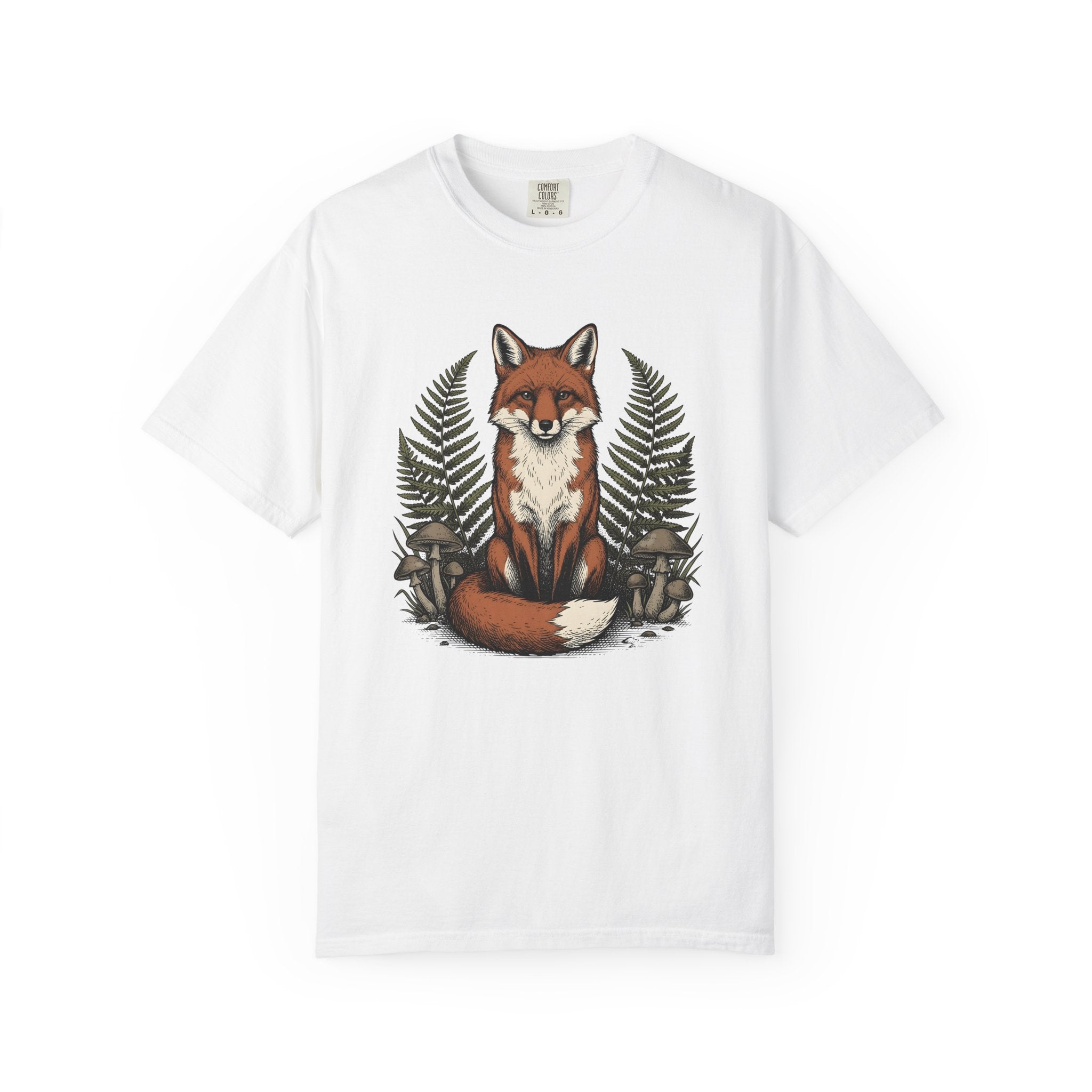 Fox Shirt Animals Woods Gift Women Retro Tee Vixen T-Shirt Wildlife Fan Vintage Tshirt Forest Graphic Sketch Toadstools Tshirt