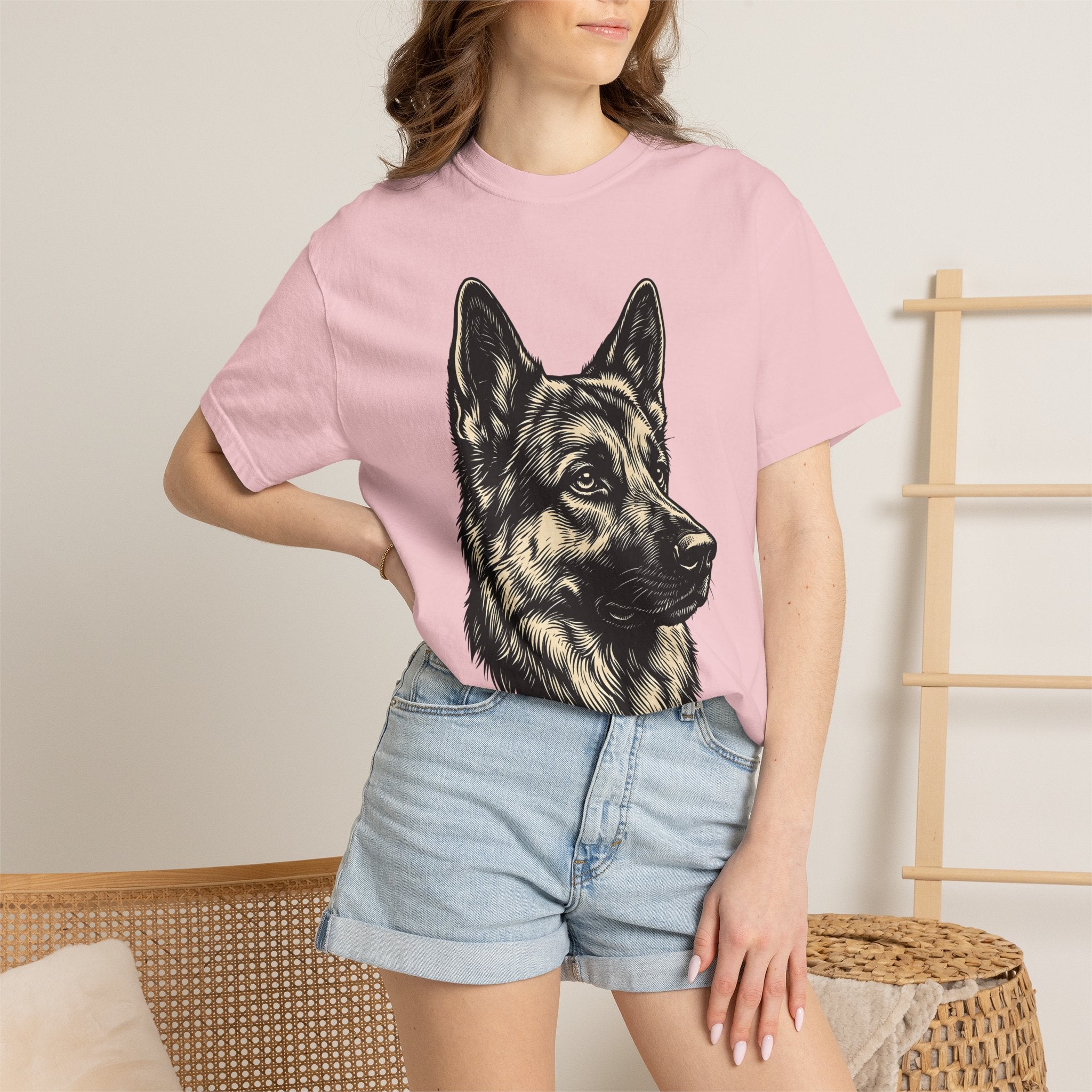 German Shepherd Shirt Dog Companion Gift Women Outline Tee Shepherd Dog T-Shirt Dog Fan Alsatian Graphic Tshirt Drawing Dog Profile Tshirt