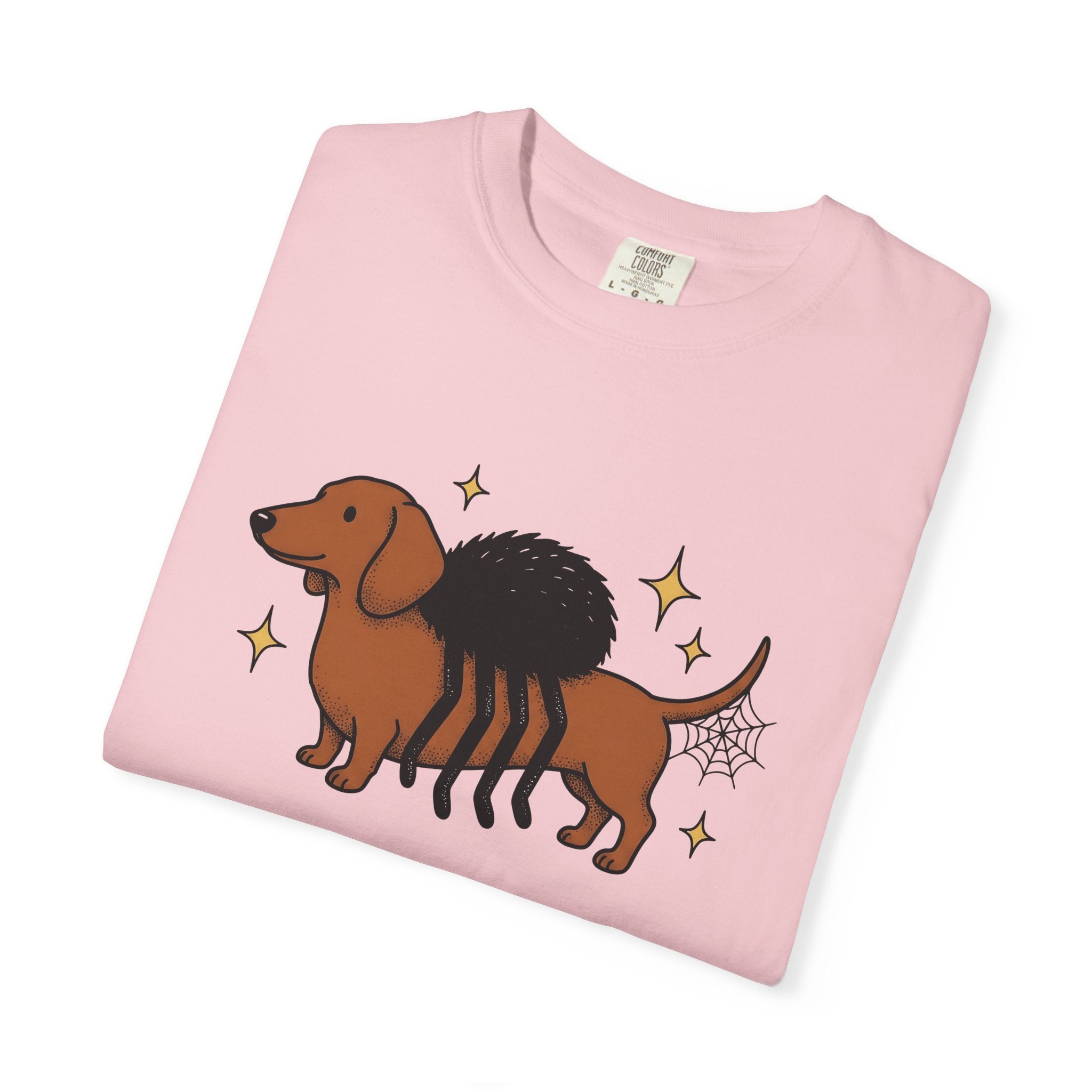Dachshund Spider Costume Shirt Halloween Dog Gift Women Cartoon Tee Wiener Dog T-Shirt Horror Fan Comic Tshirt Dog Graphic Retro Spider Web
